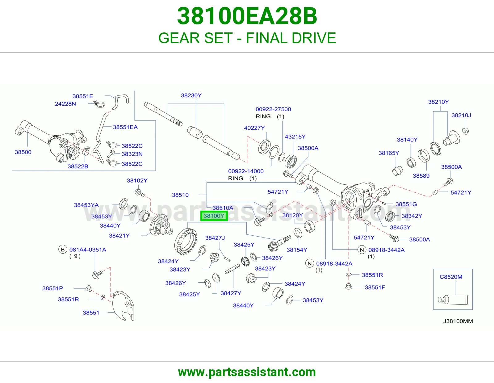 طقم تروس دفرنس 38100EA28B