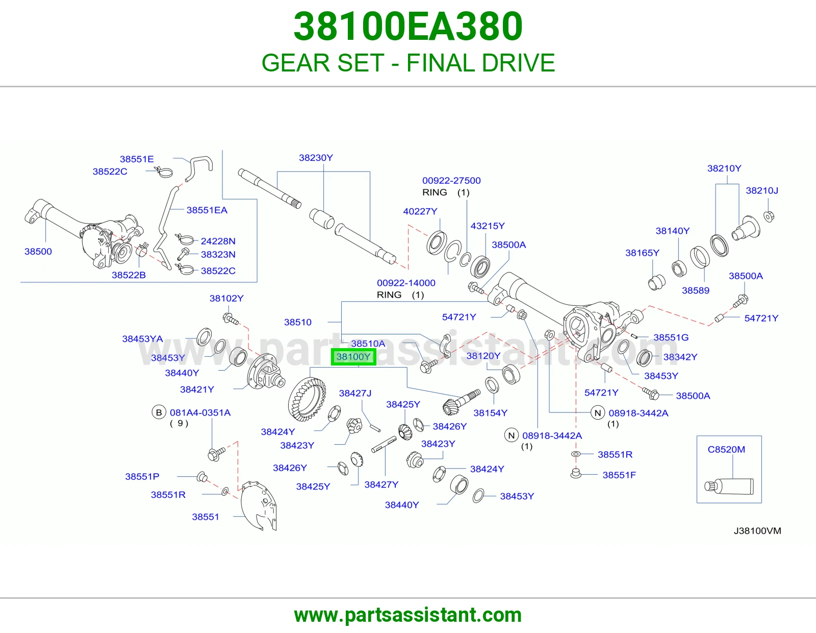 طقم تروس دفرنس 38100EA380