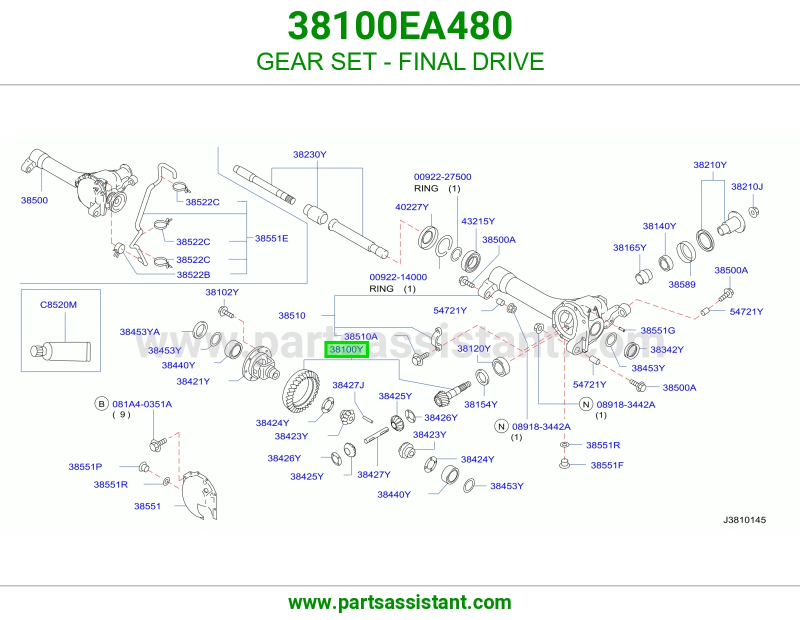 طقم تروس دفرنس 38100EA480