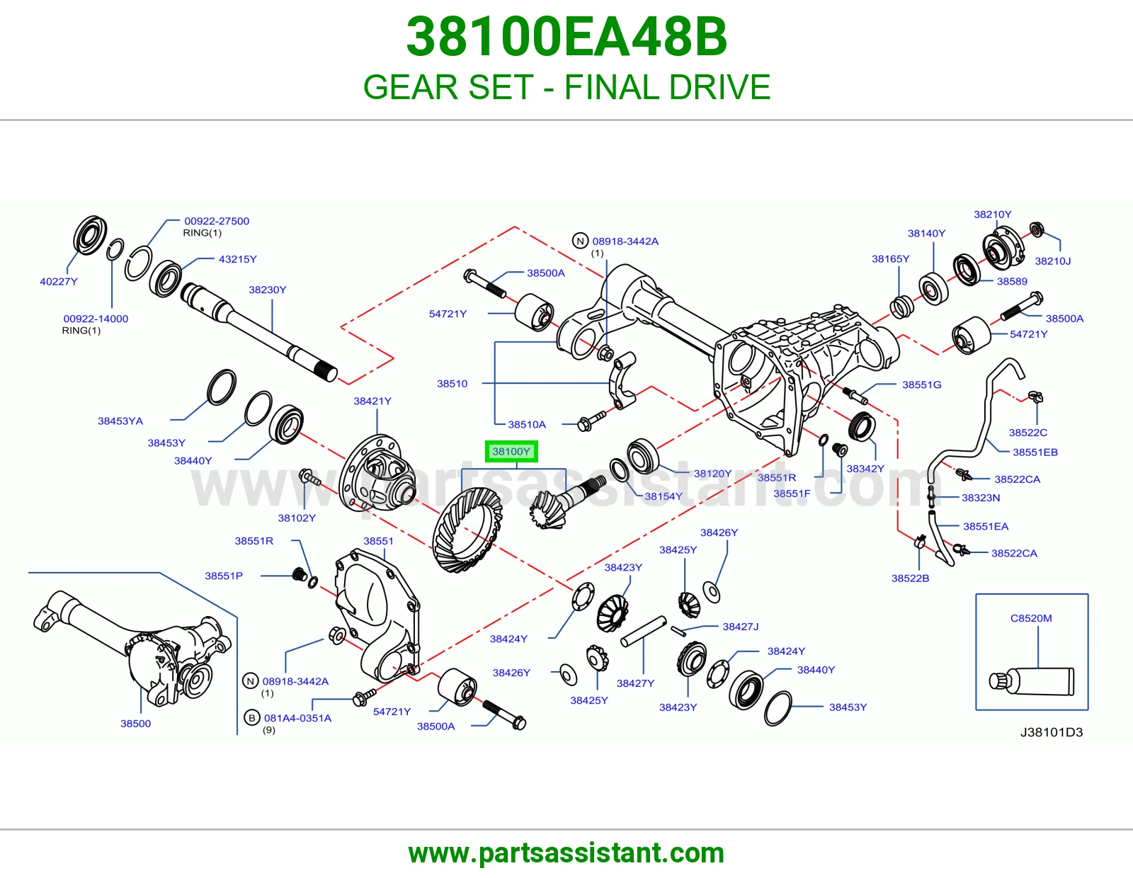 طقم تروس دفرنس 38100EA48B
