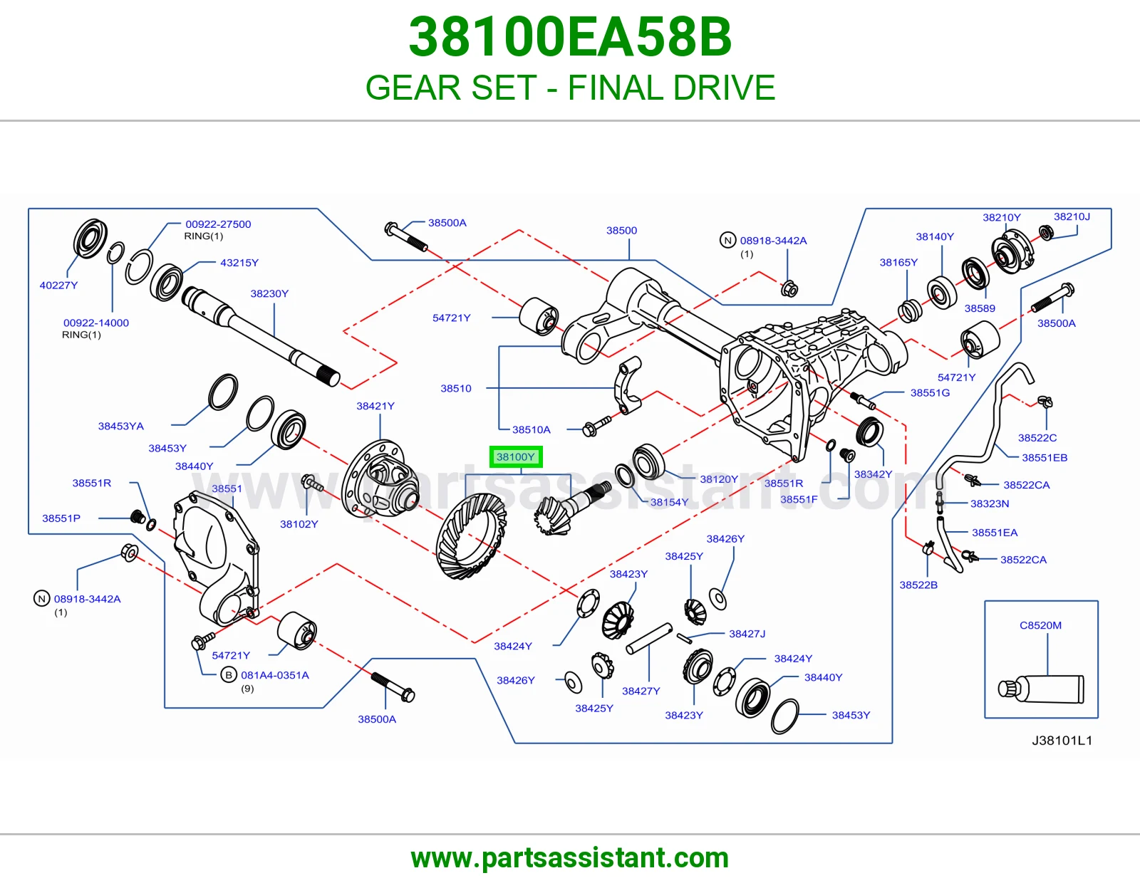 طقم تروس دفرنس 38100EA58B