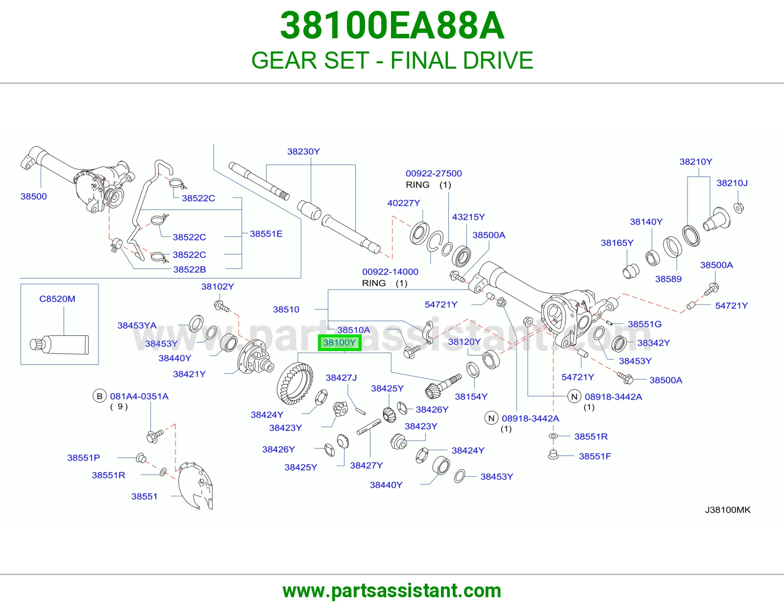 طقم تروس دفرنس 38100EA88A