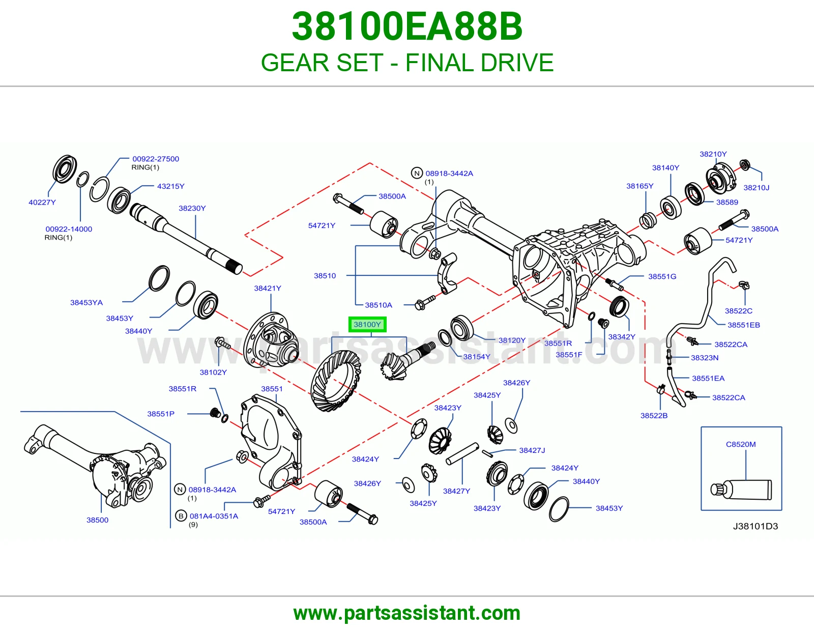 طقم تروس دفرنس 38100EA88B