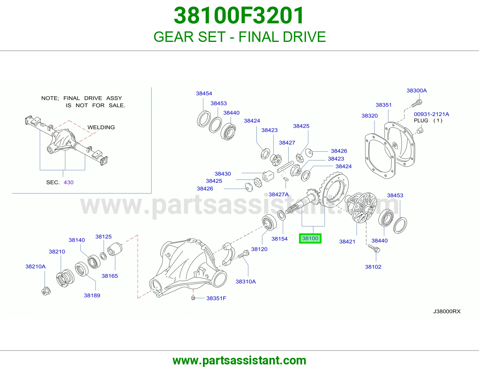 طقم تروس دفرنس 38100F3201