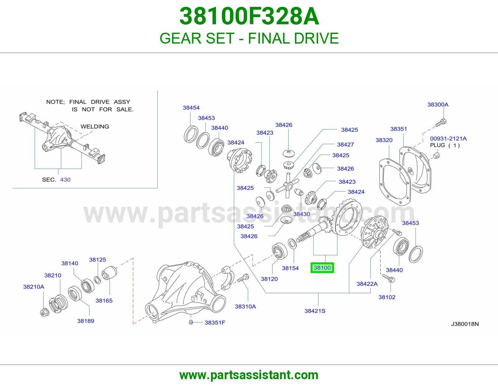 طقم تروس دفرنس 38100F328A