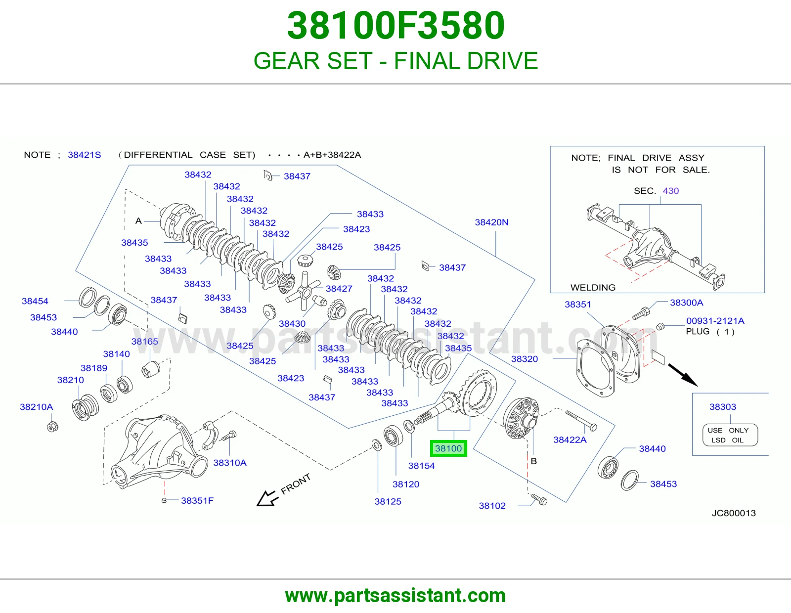 طقم تروس دفرنس 38100F3580