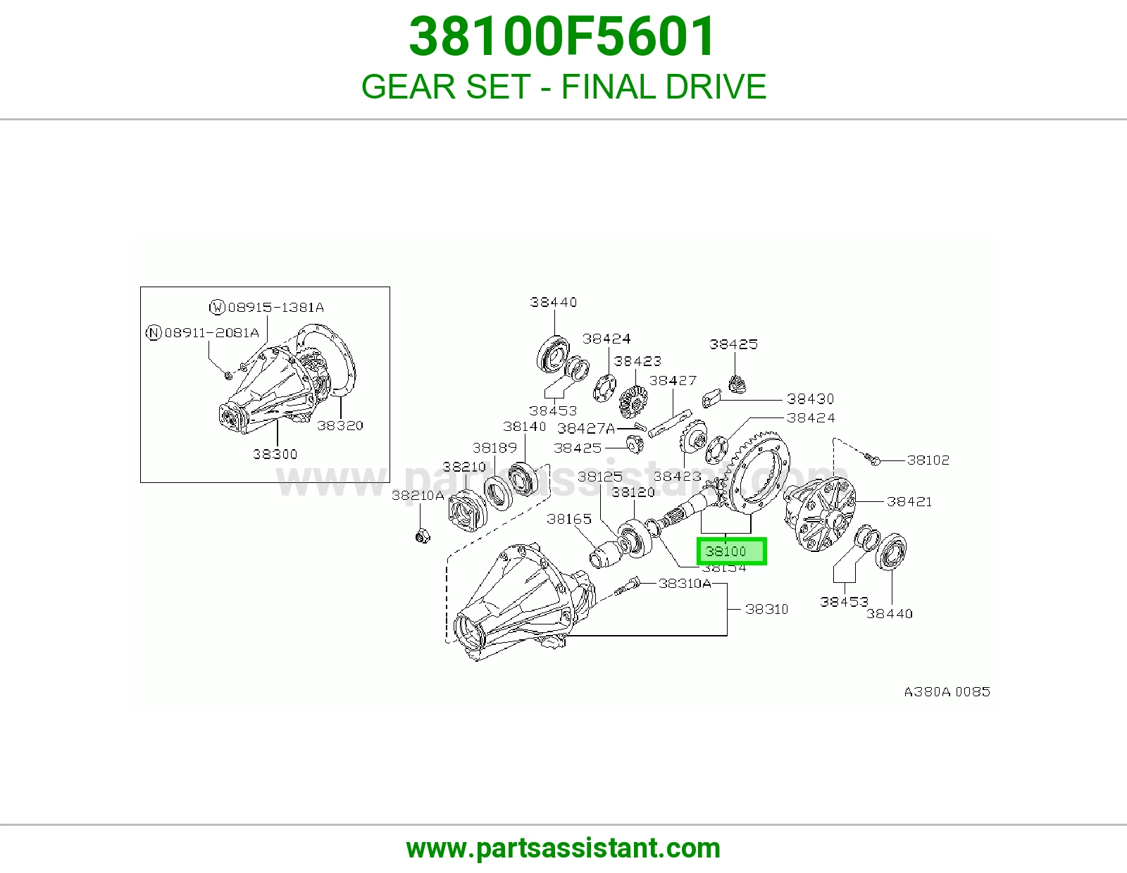 طقم تروس دفرنس 38100F5601