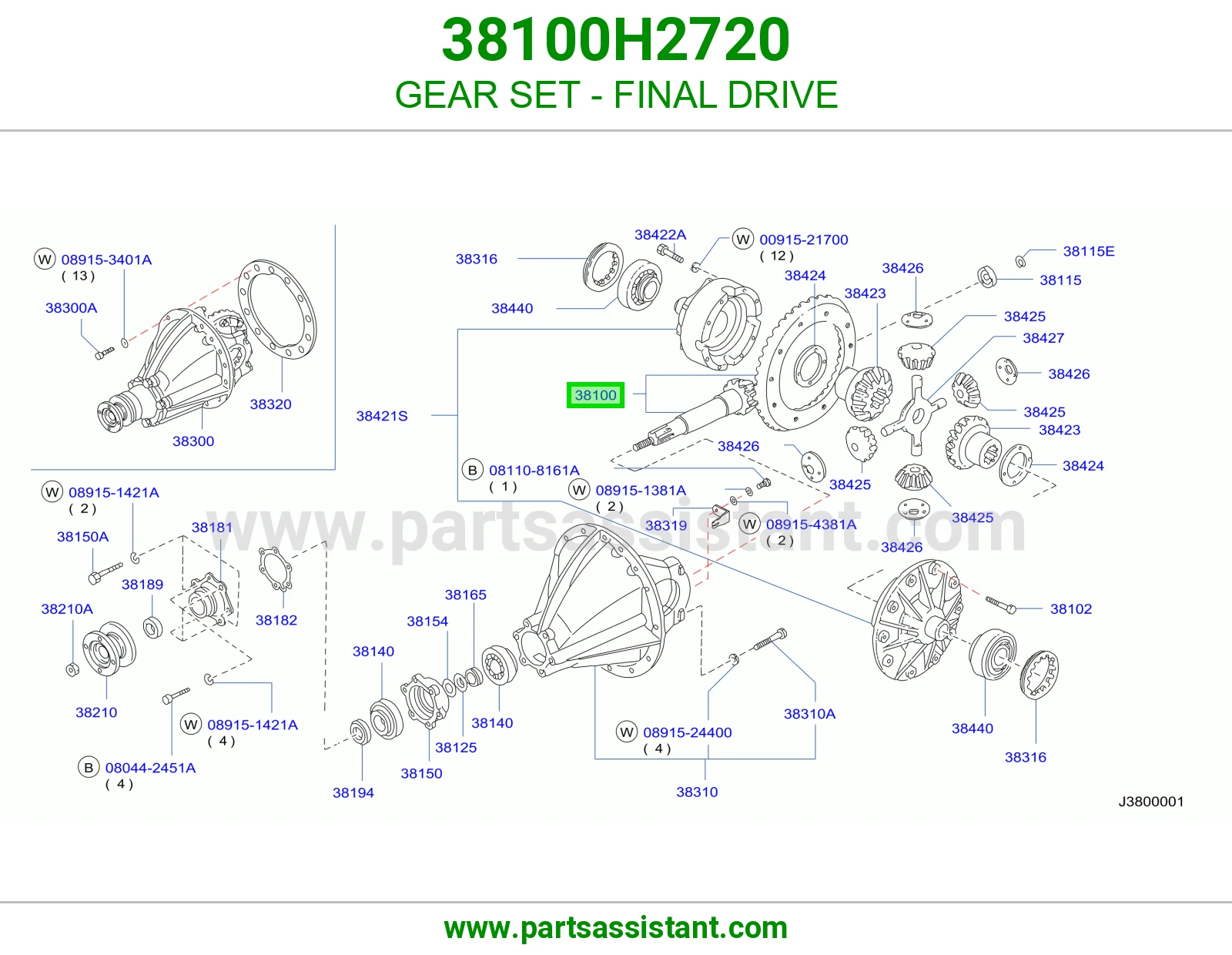 طقم تروس دفرنس 38100H2720
