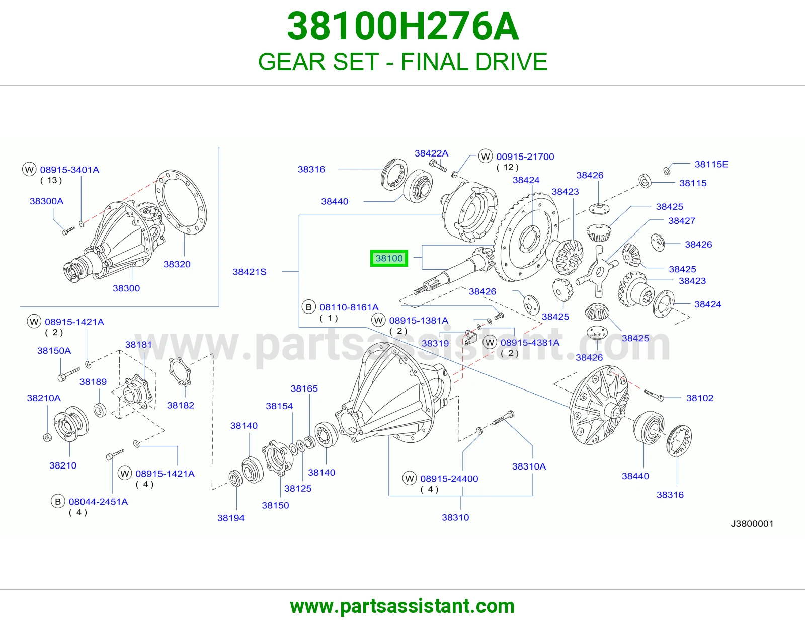 طقم تروس دفرنس 38100H276A