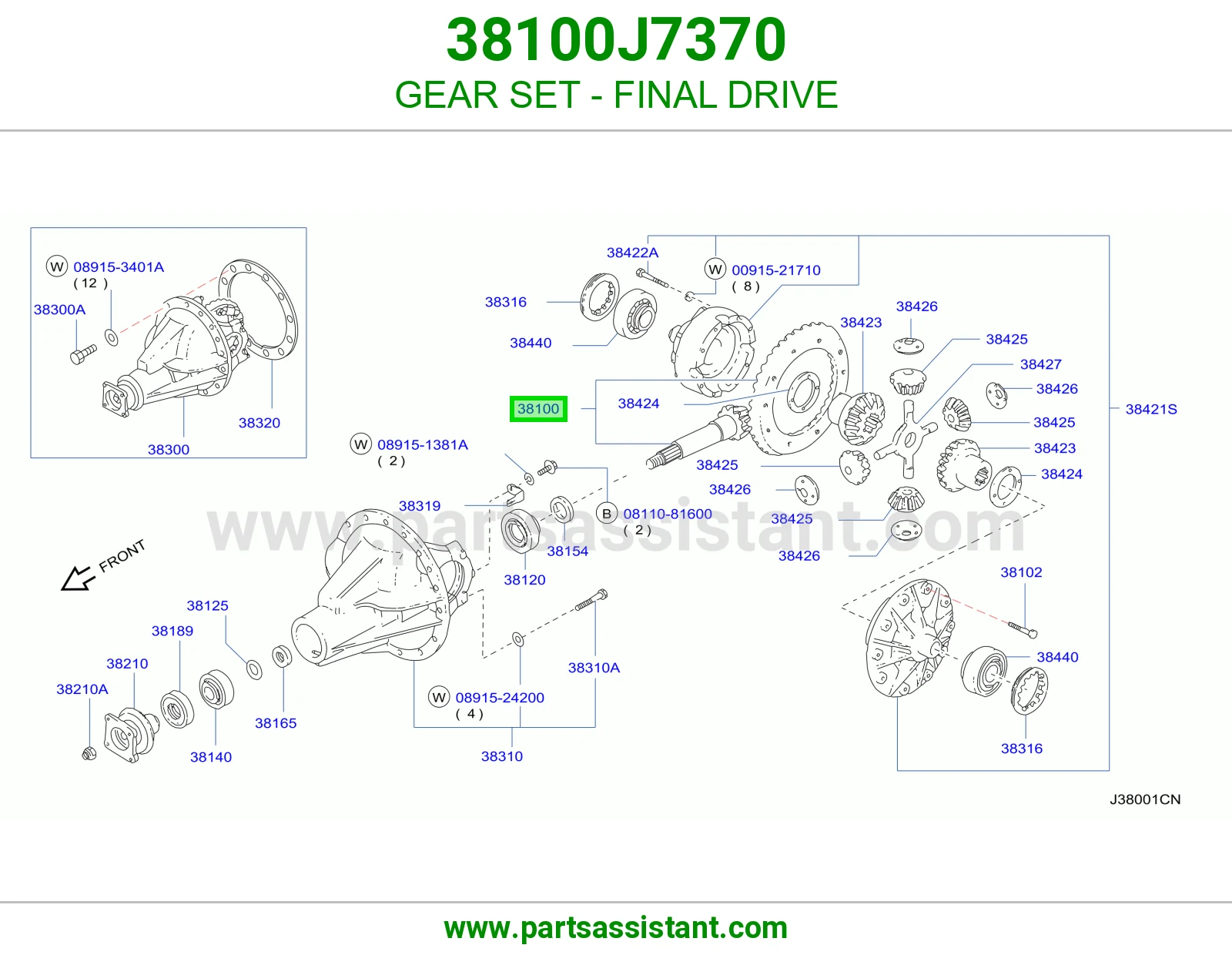 طقم تروس دفرنس 38100J7370
