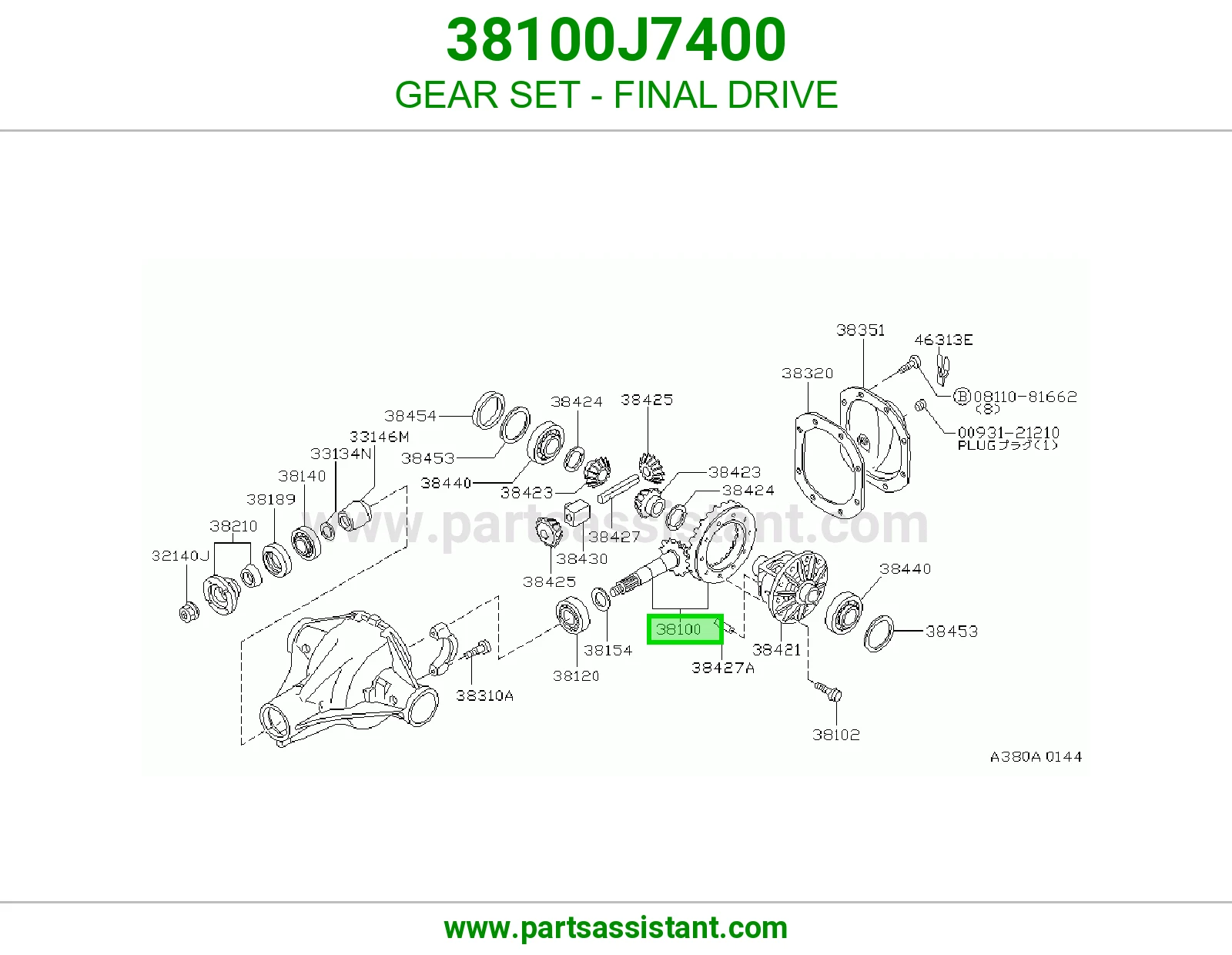 طقم تروس دفرنس 38100J7400