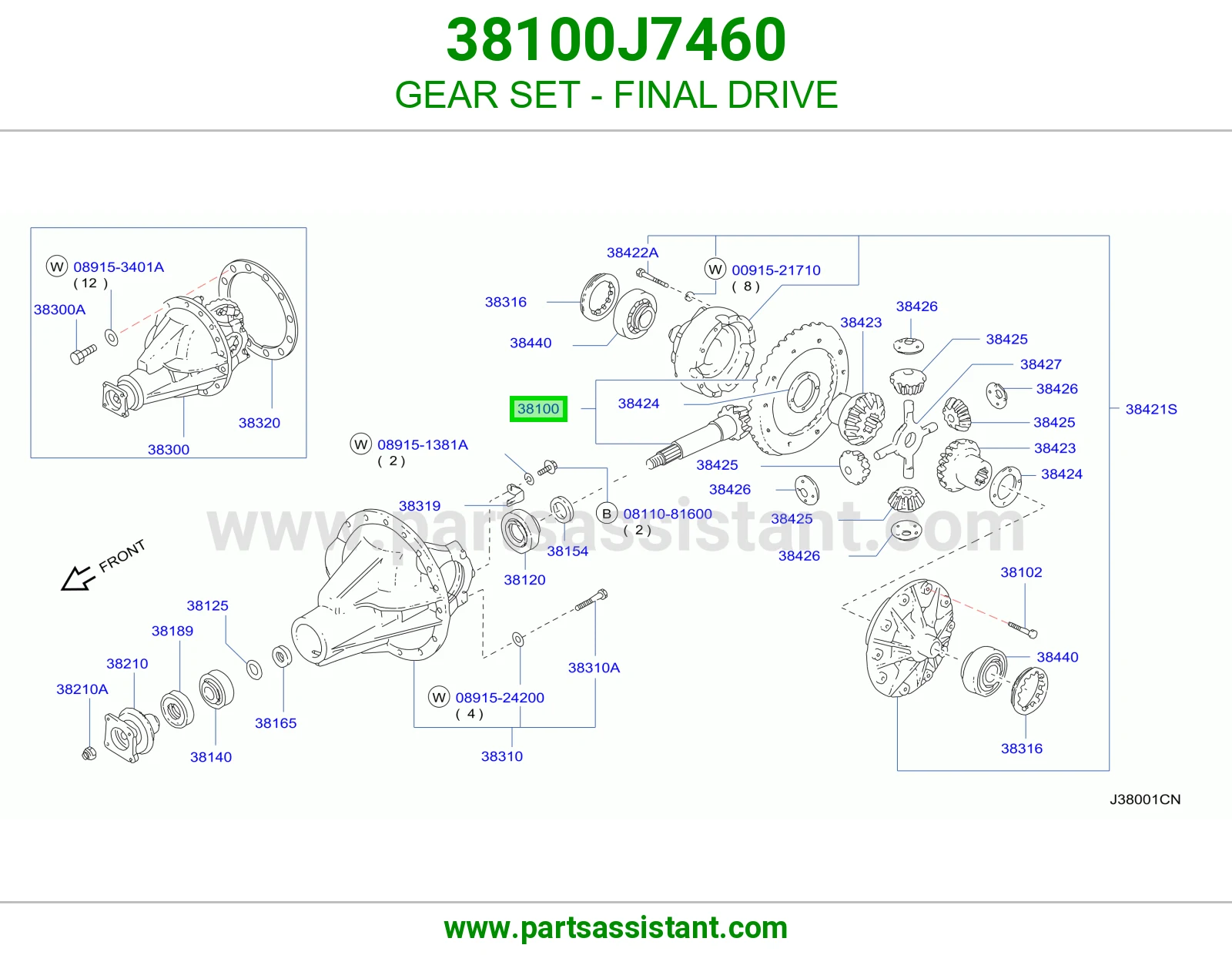 طقم تروس دفرنس 38100J7460