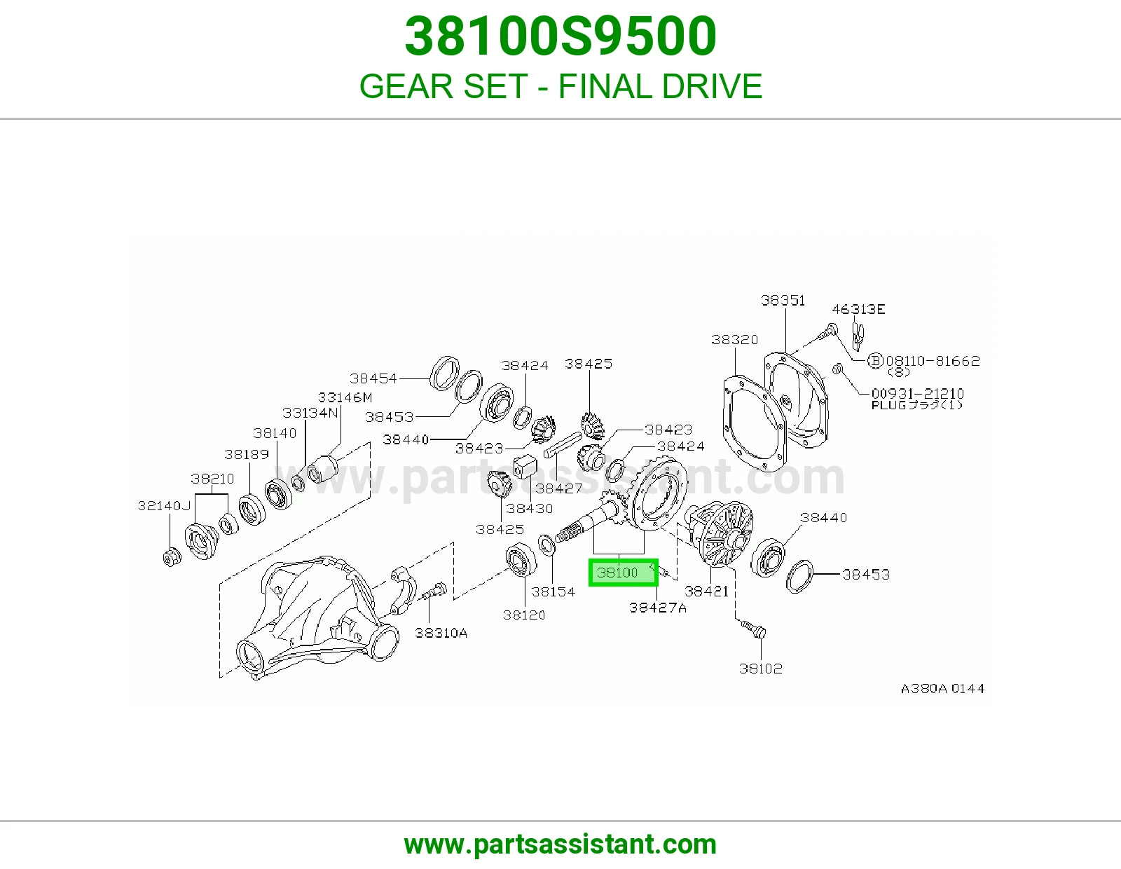 طقم تروس دفرنس 38100S9500