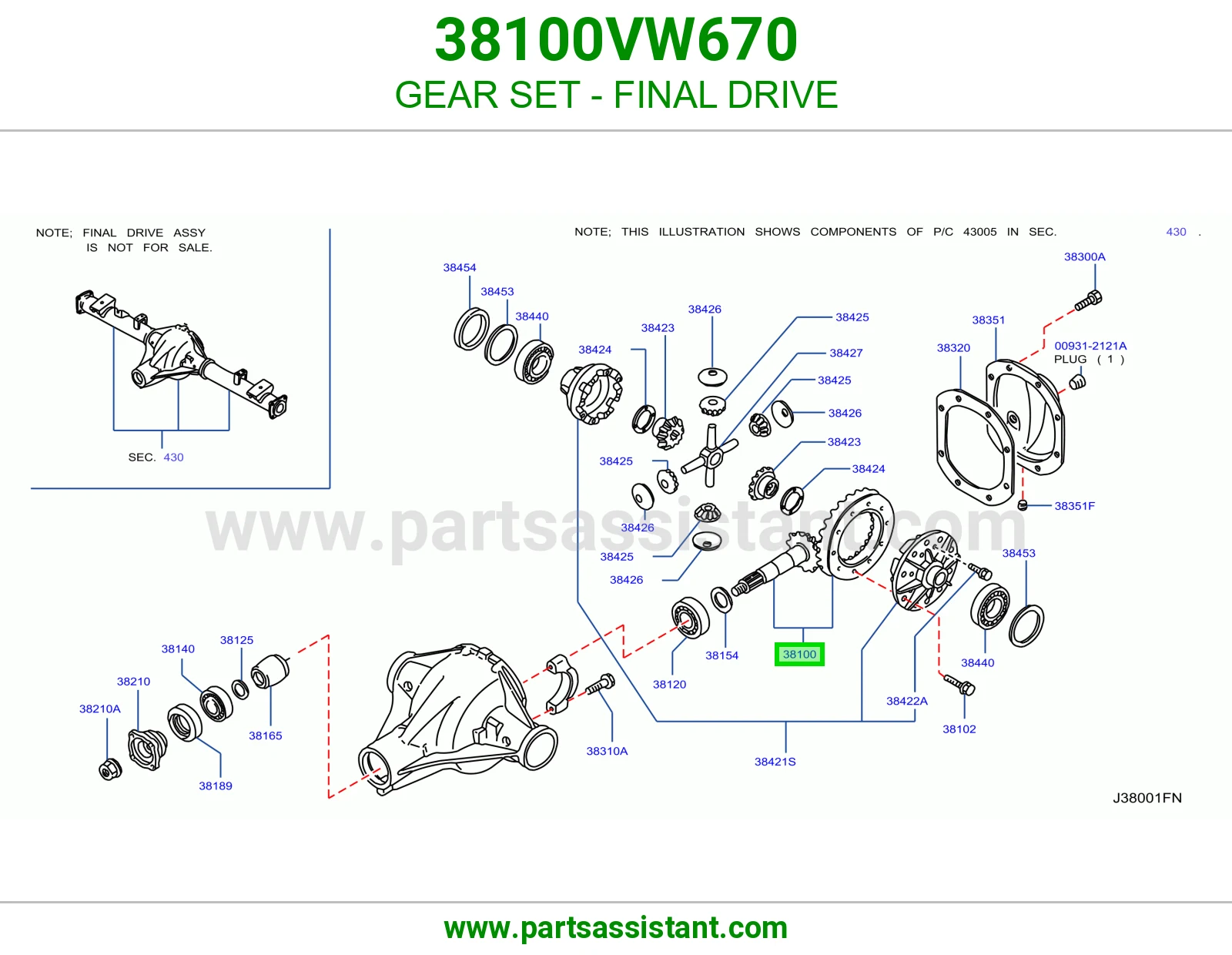طقم تروس دفرنس 38100VW670
