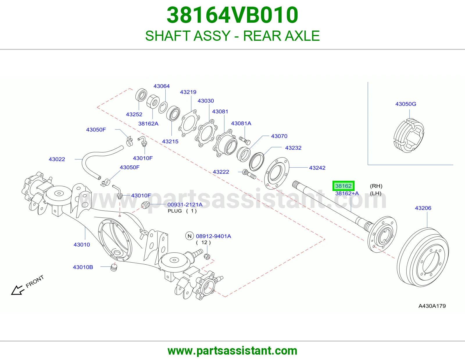 SHAFT ASSY - REAR AXLE 38164VB010