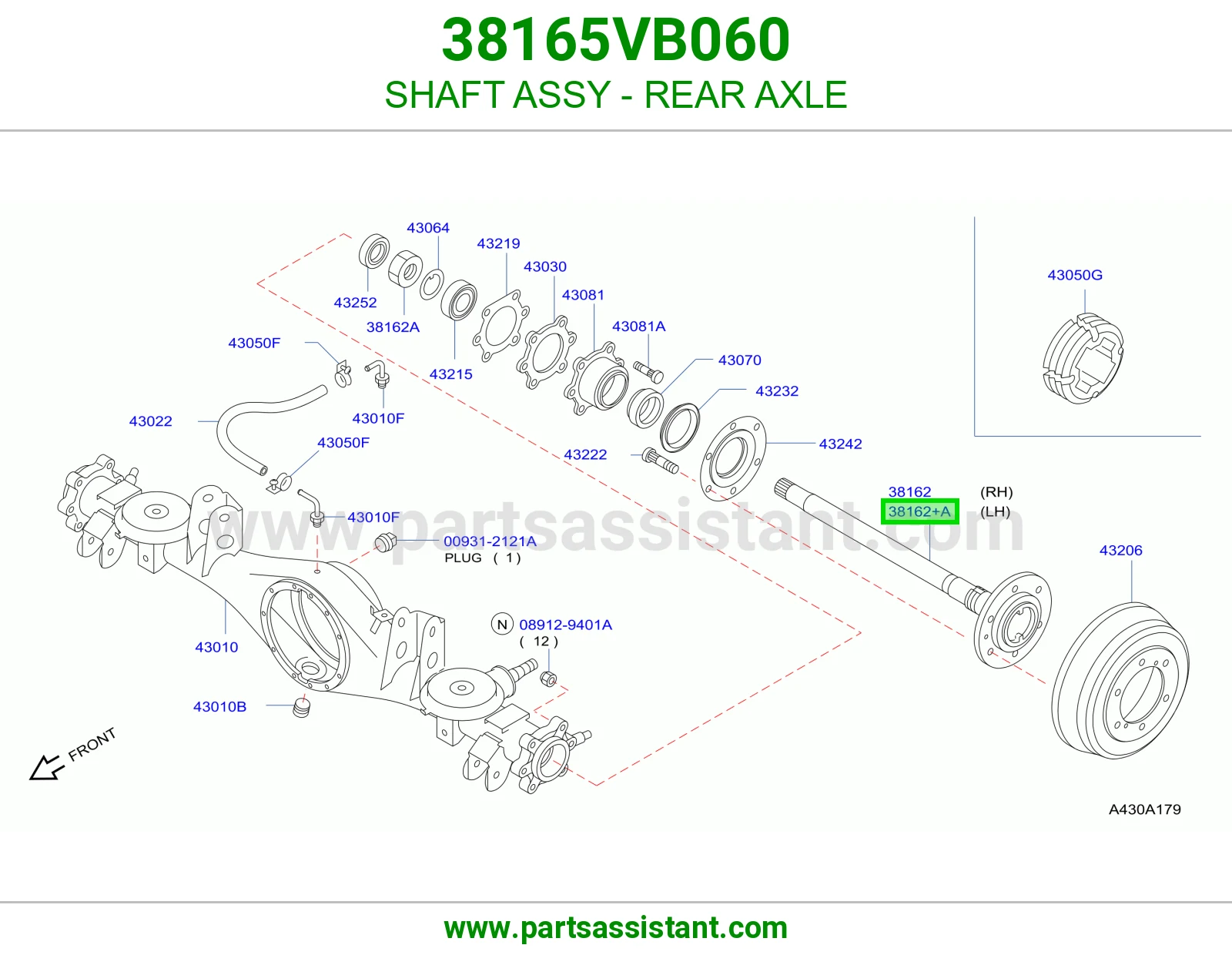SHAFT ASSY - REAR AXLE 38165VB060
