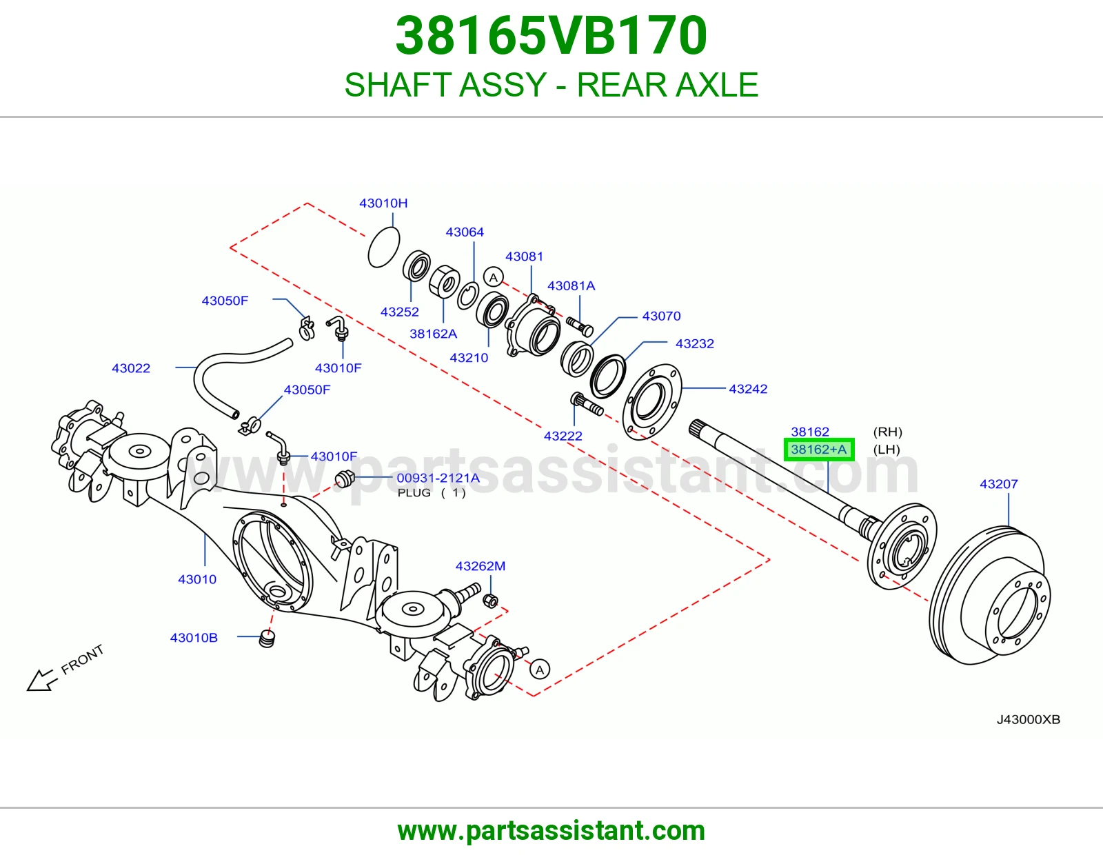SHAFT ASSY - REAR AXLE 38165VB170