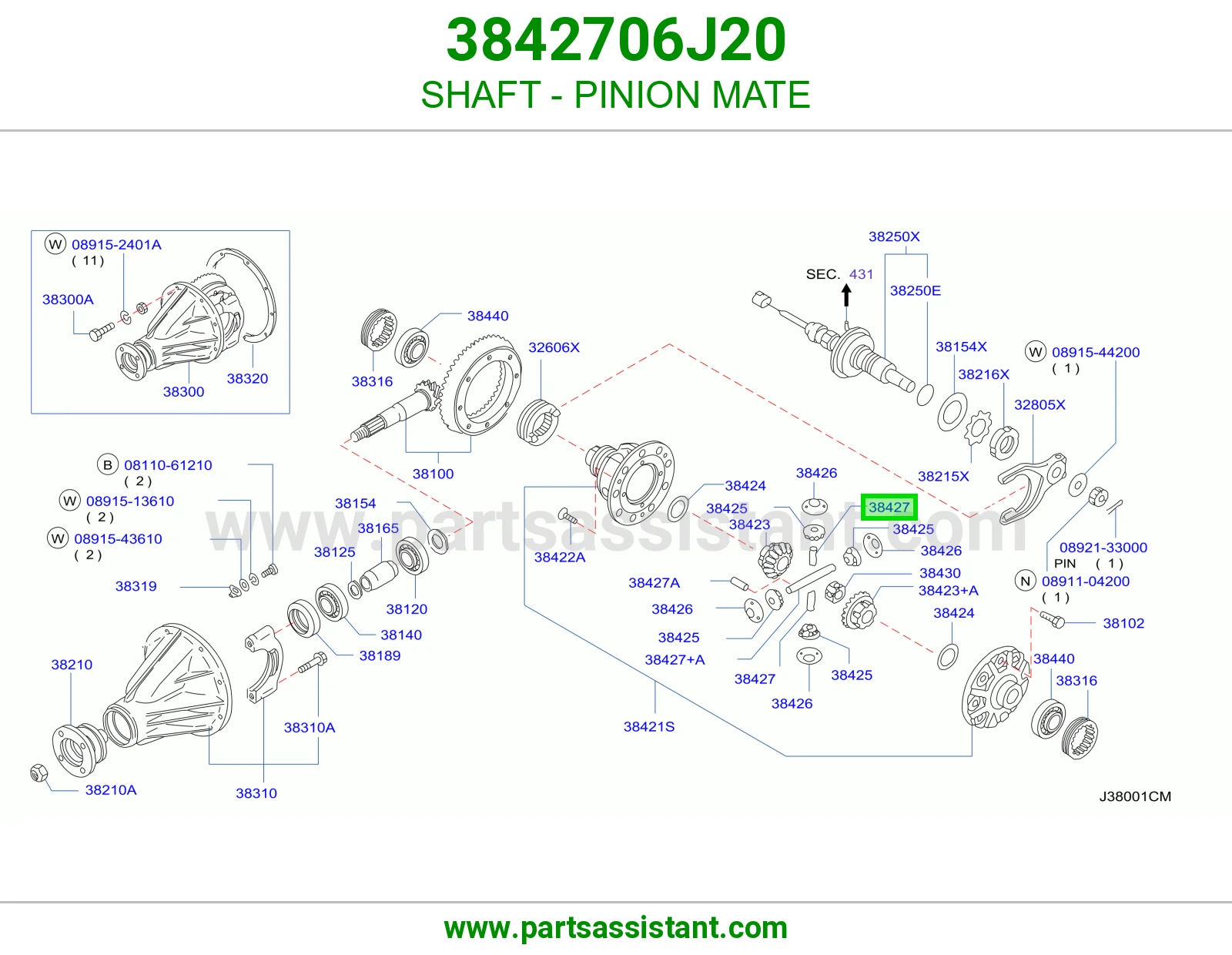 عمود ترس بنيون دفرنس 3842706J20