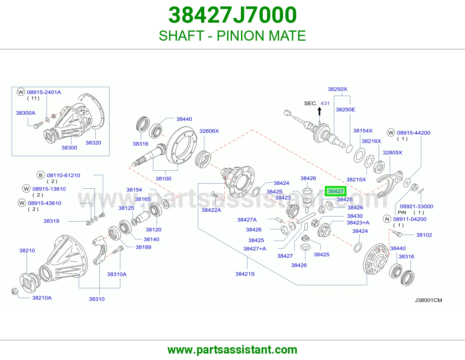 عمود ترس بنيون دفرنس 38427J7000