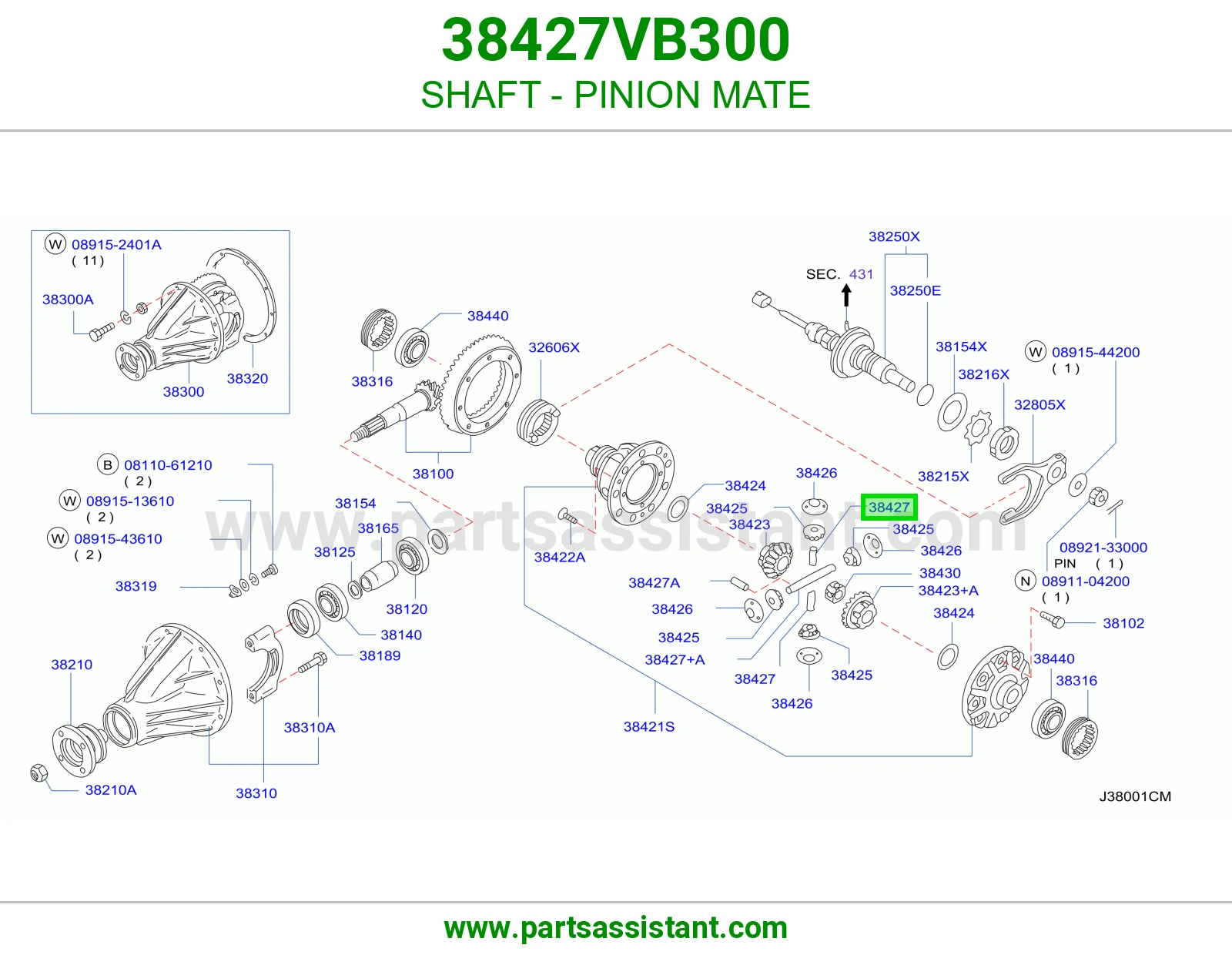 عمود ترس بنيون دفرنس 38427VB300
