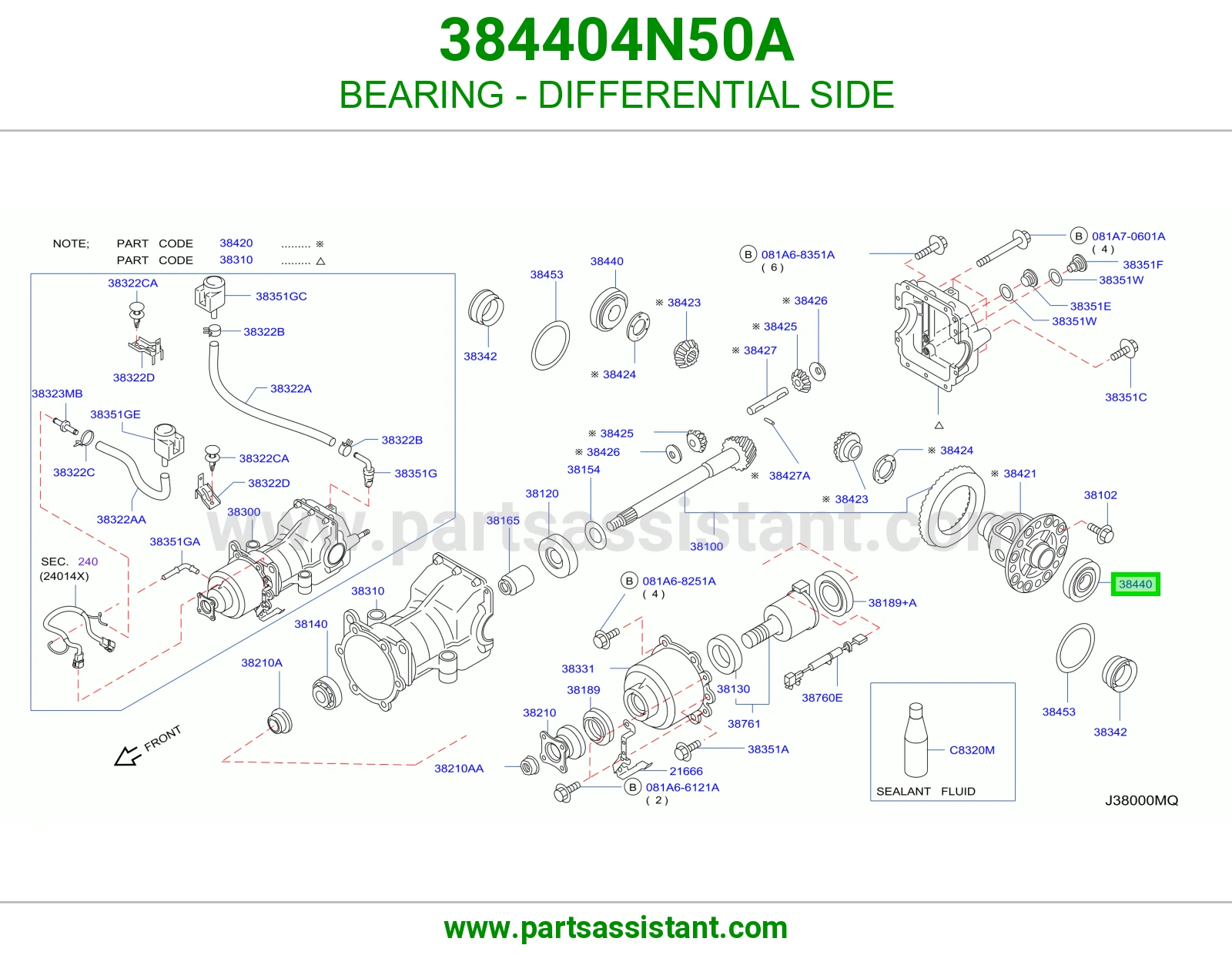 BEARING - DIFFERENTIAL SIDE 384404N50A