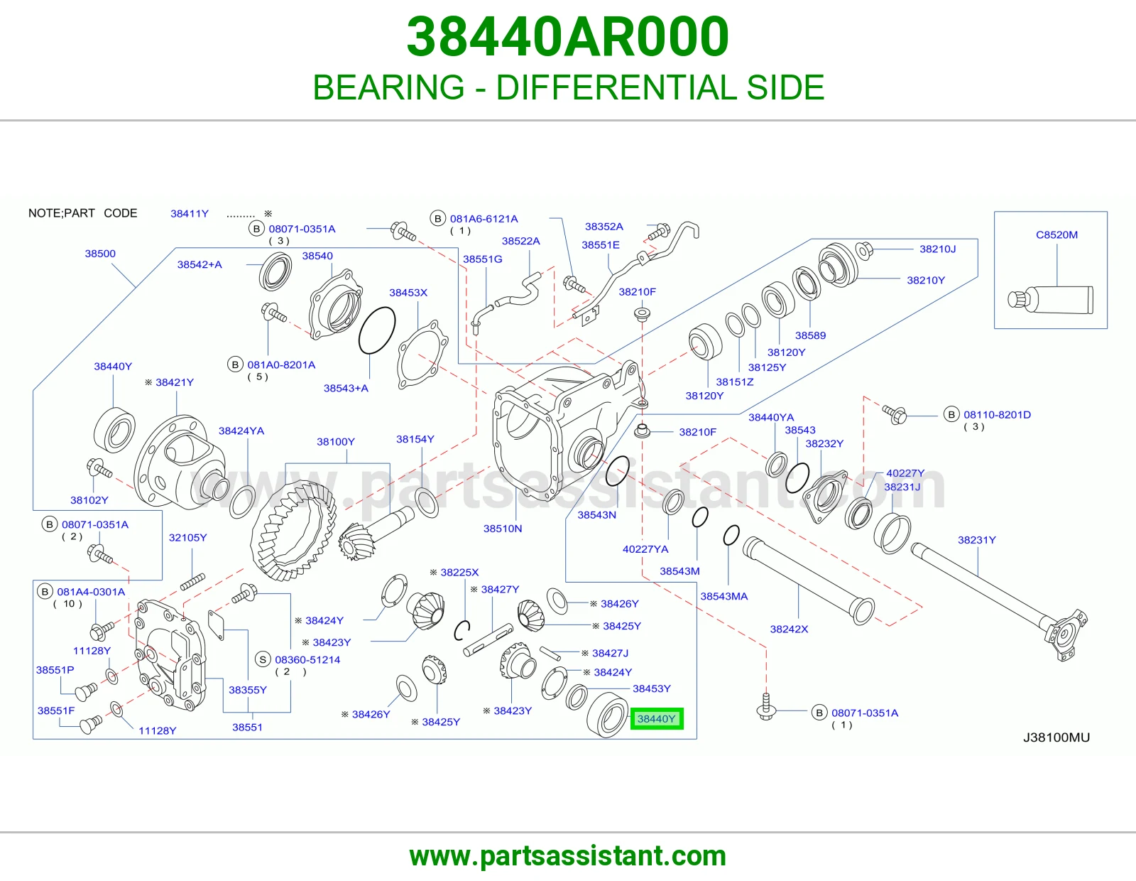 BEARING - DIFFERENTIAL SIDE 38440AR000
