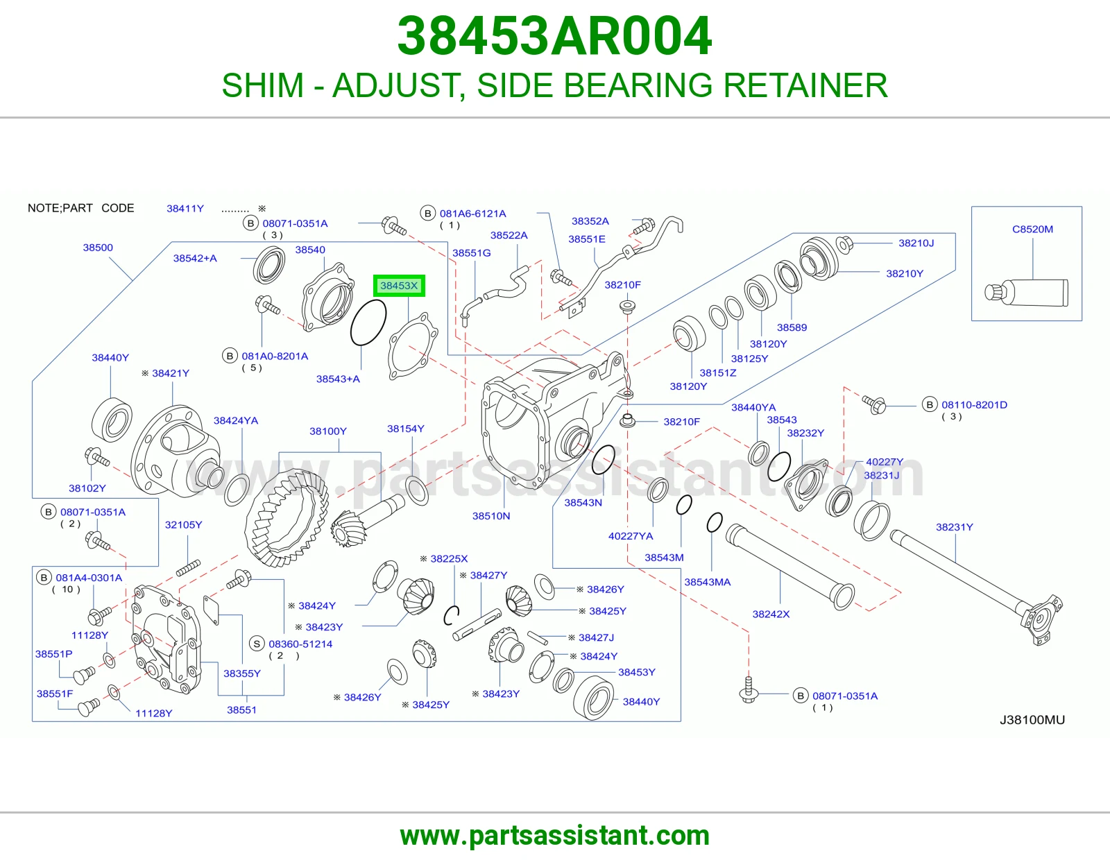 شريحة ضبط ماسك رمان بلي جانبي 38453AR004
