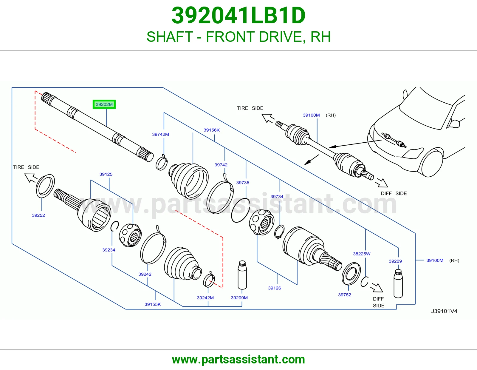 عمود دفع أمامي يمين 392041LB1D