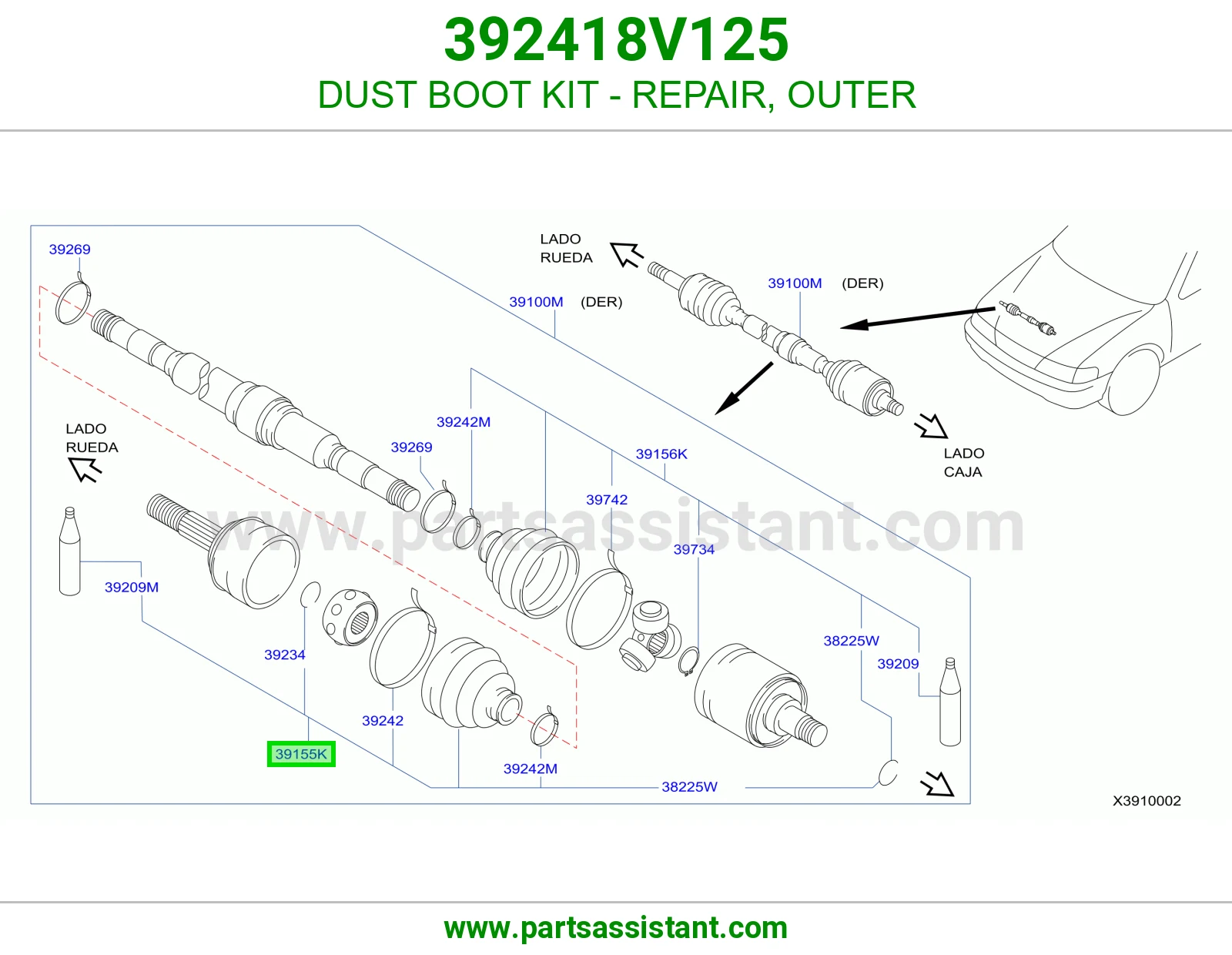 DUST BOOT KIT - REPAIR, OUTER 392418V125