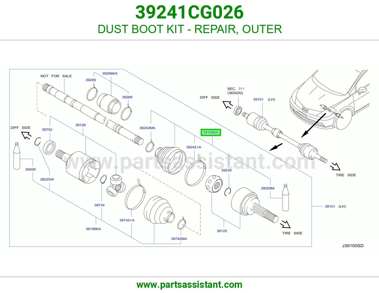 DUST BOOT KIT - REPAIR, OUTER 39241CG026