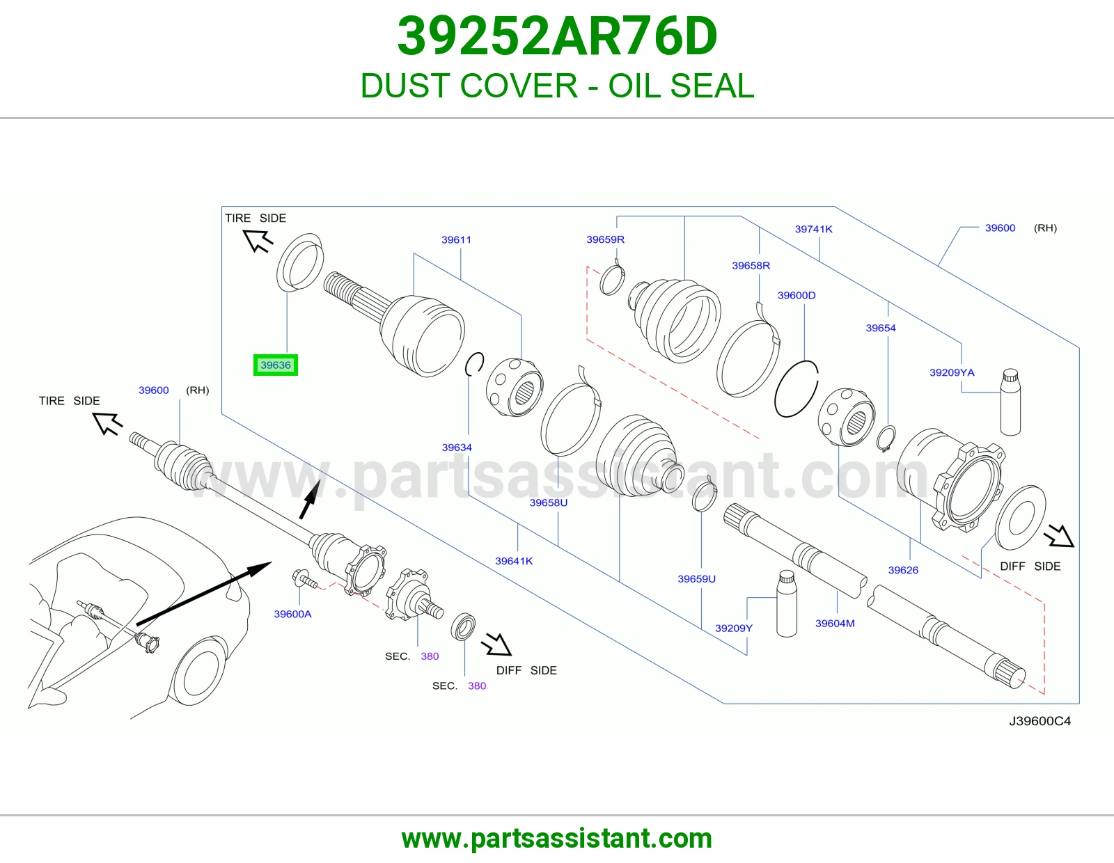 غطاء غبار صوفة زيت 39252AR76D