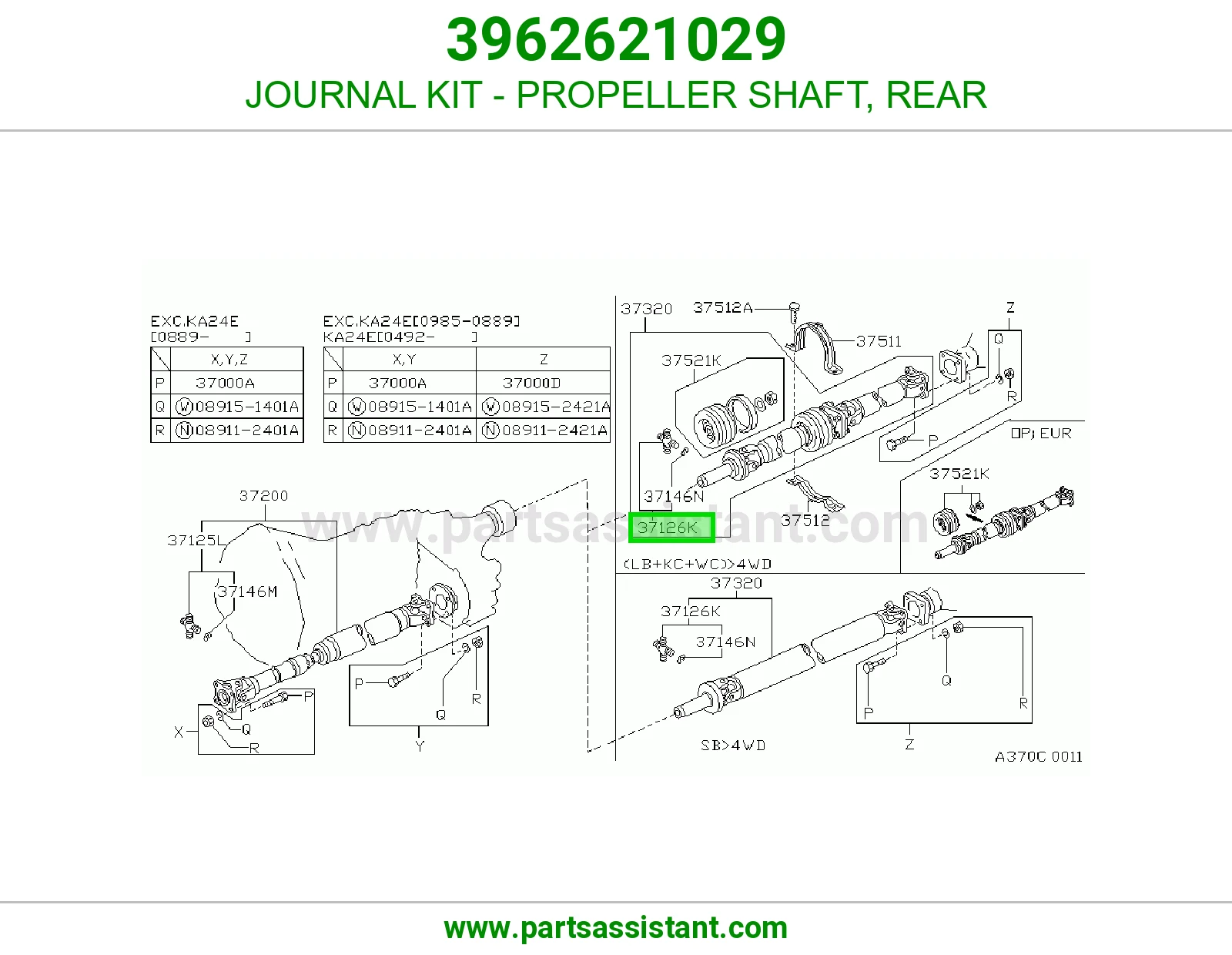 JOURNAL KIT - PROPELLER SHAFT, REAR 3962621029