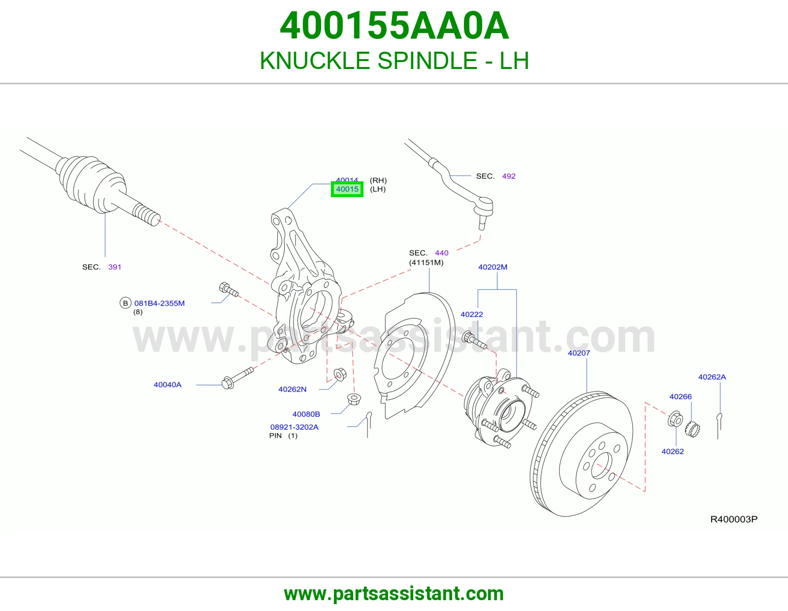 قاعده فلنجه امامي يسار 400155AA0A