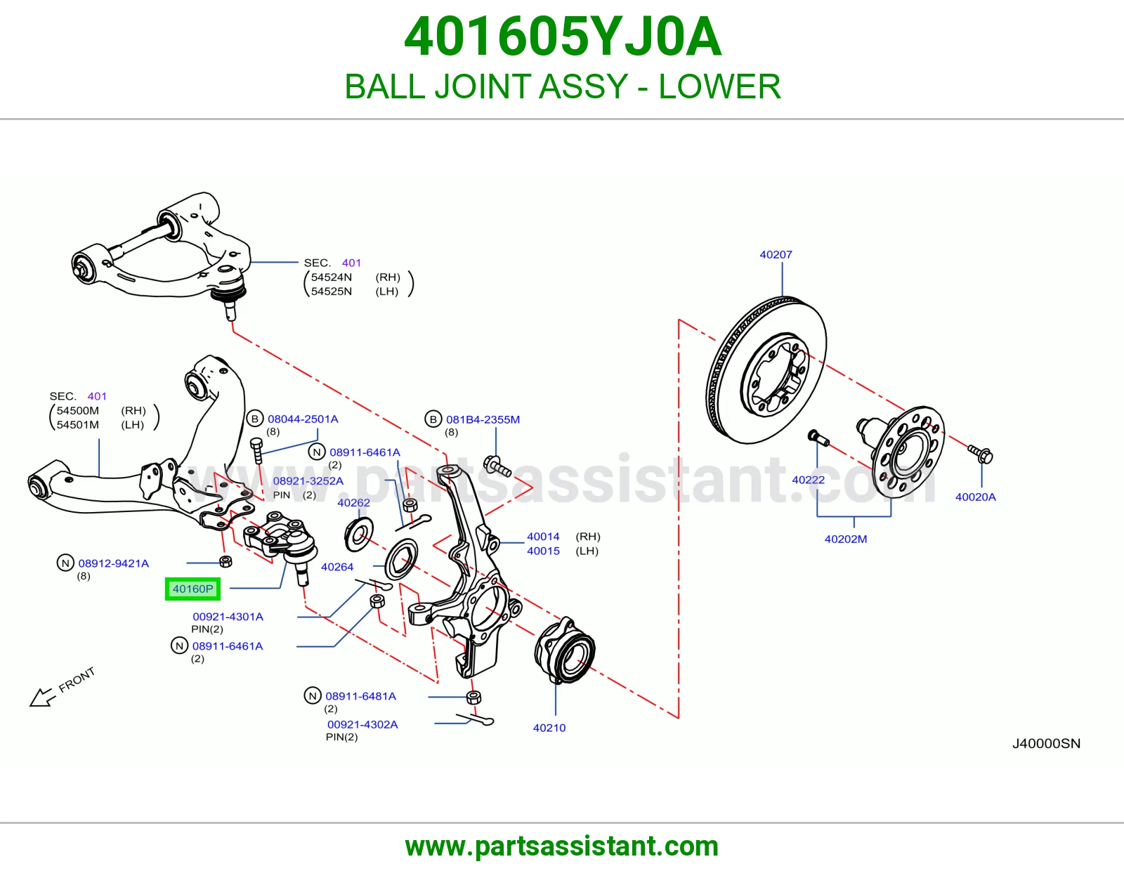 BALL JOINT ASSY - LOWER 401605YJ0A