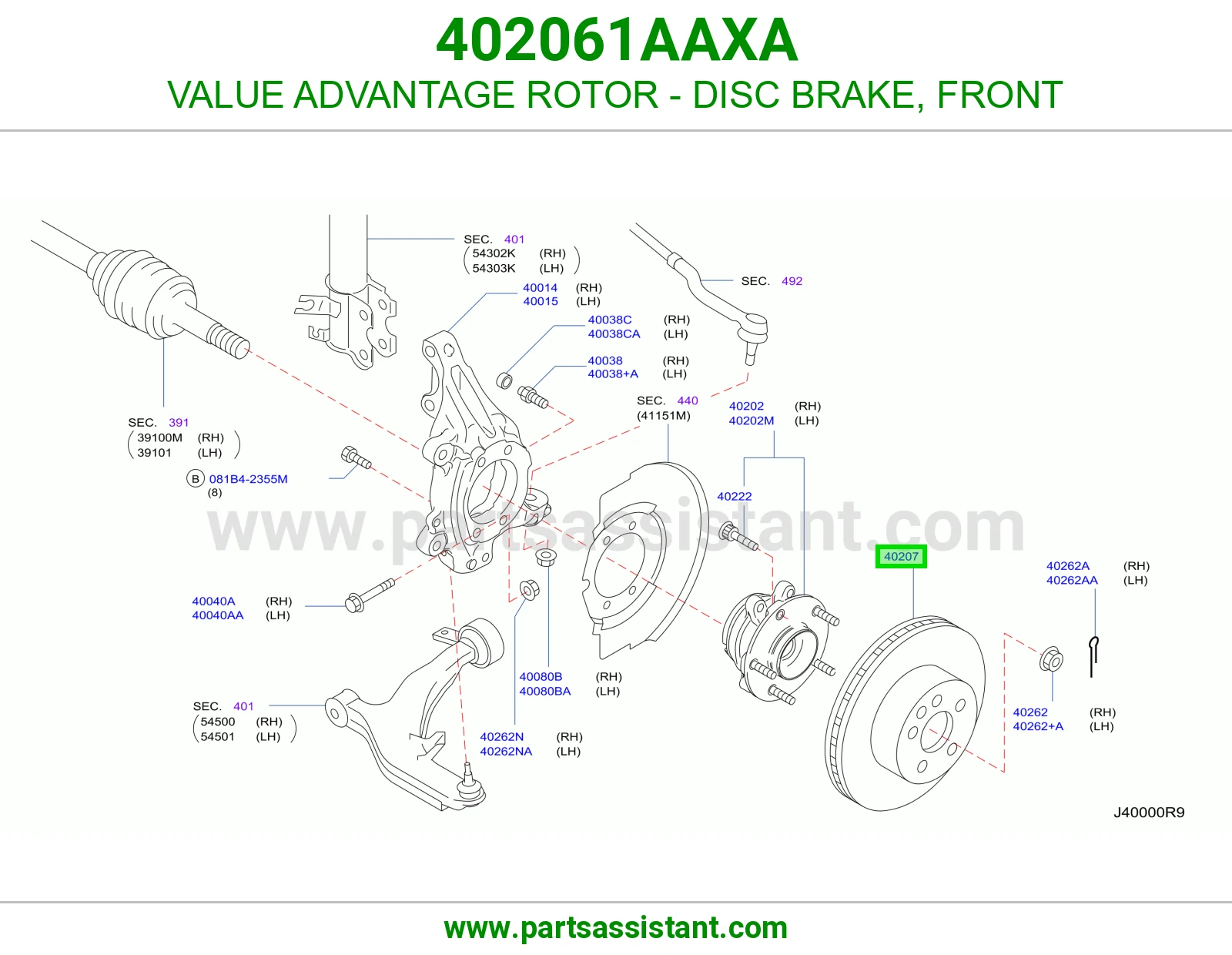 VALUE ADVANTAGE ROTOR - DISC BRAKE, FRONT 402061AAXA