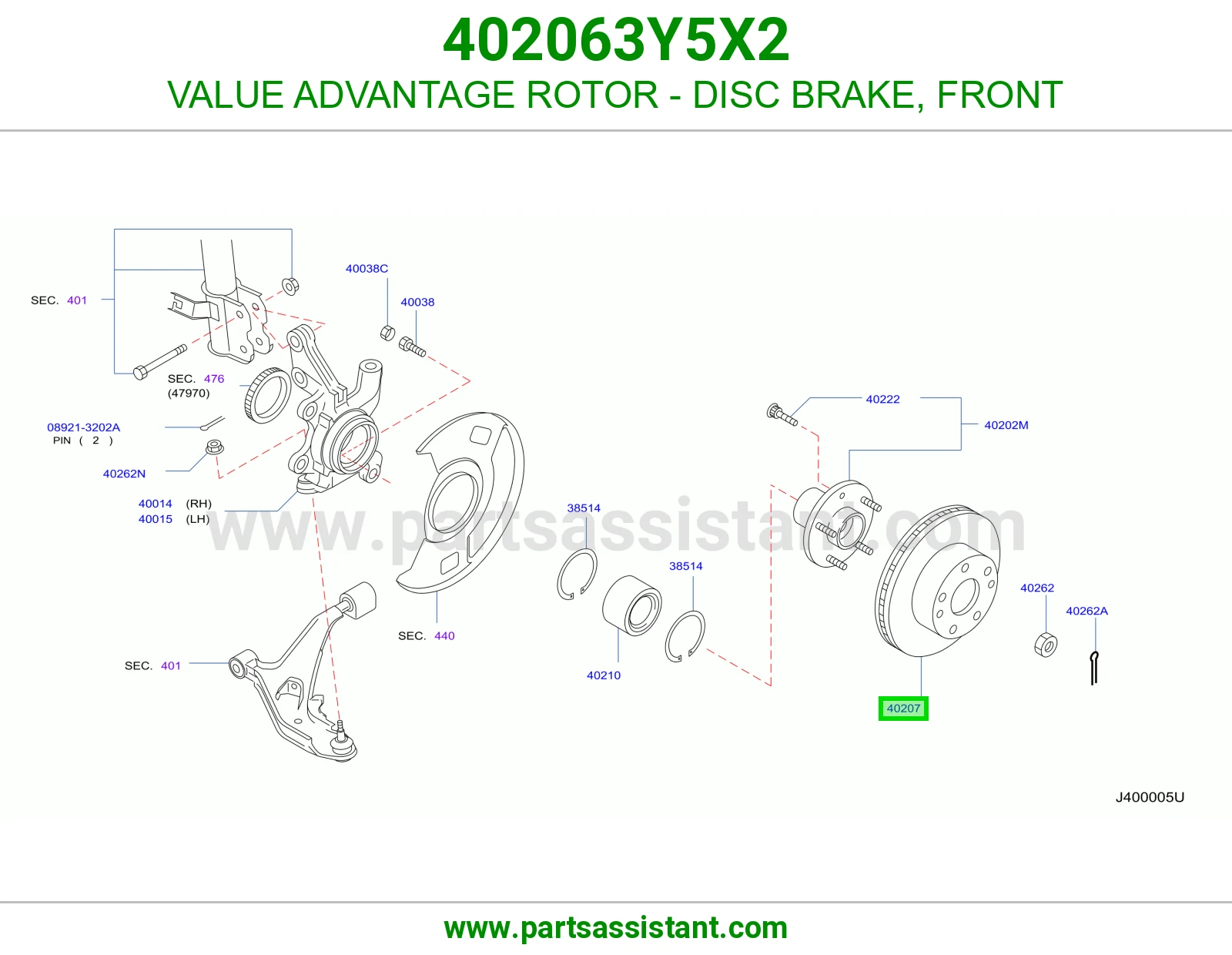 VALUE ADVANTAGE ROTOR - DISC BRAKE, FRONT 402063Y5X2
