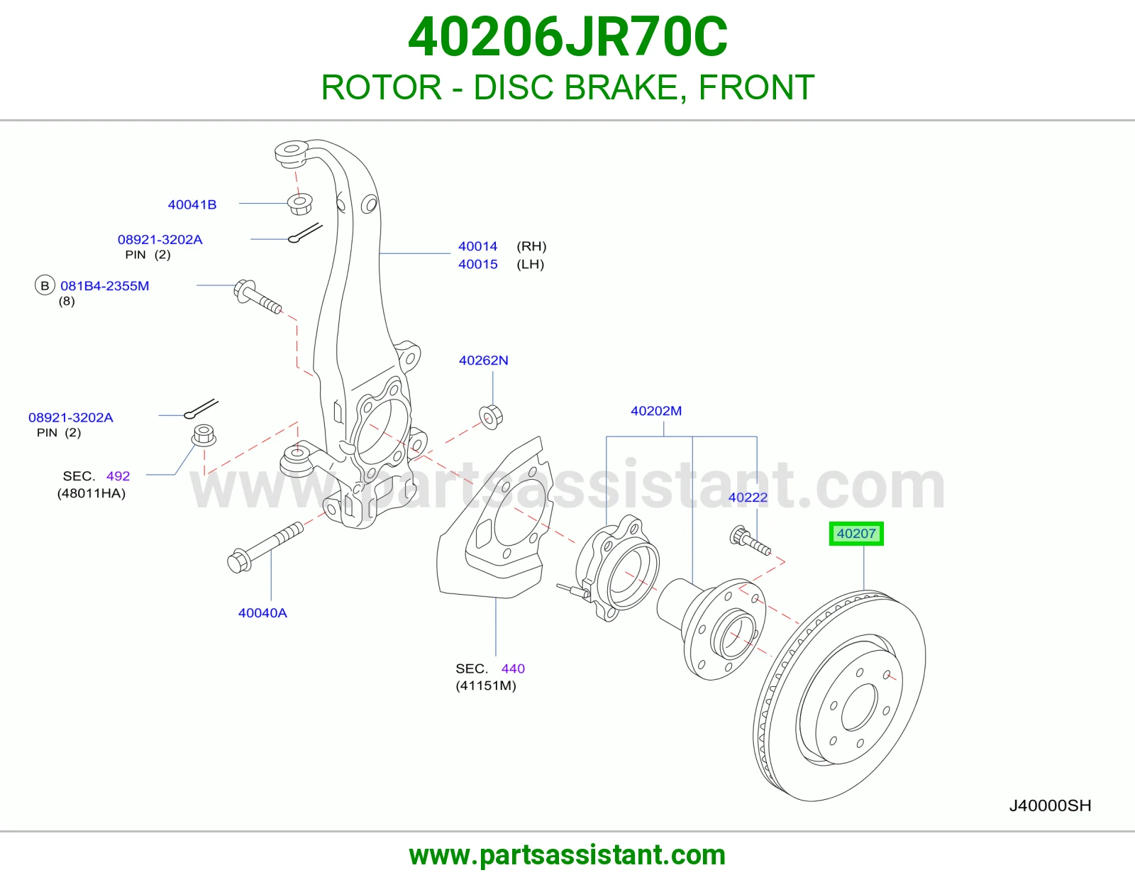 ROTOR - DISC BRAKE, FRONT 40206JR70C