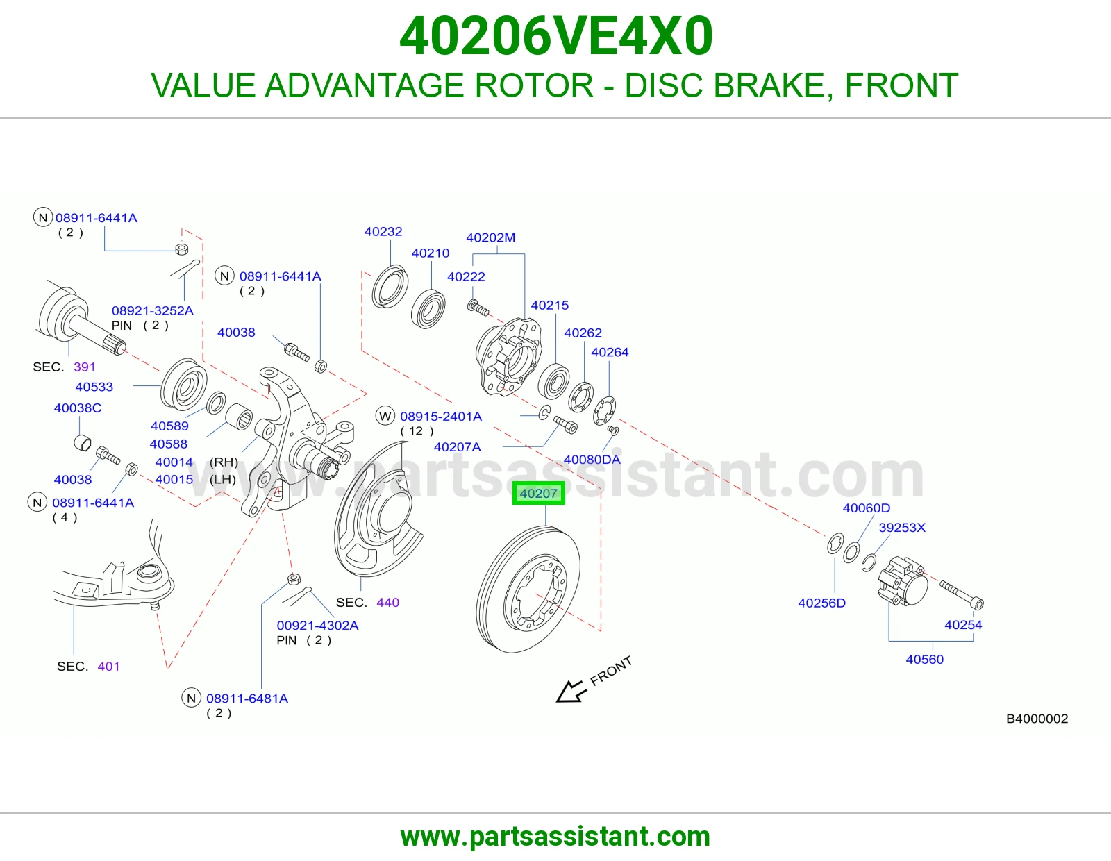 VALUE ADVANTAGE ROTOR - DISC BRAKE, FRONT 40206VE4X0