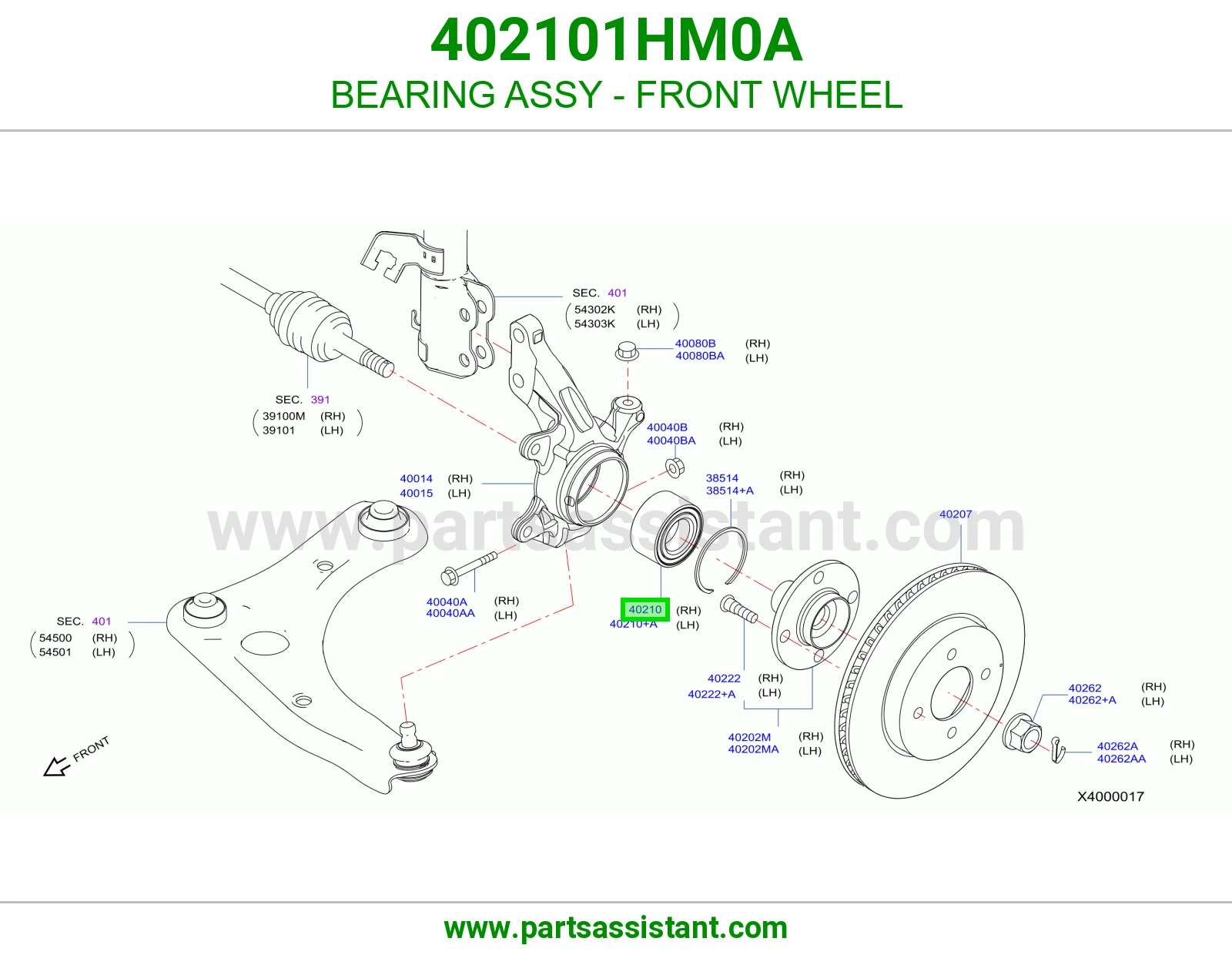BEARING ASSY - FRONT WHEEL 402101HM0A