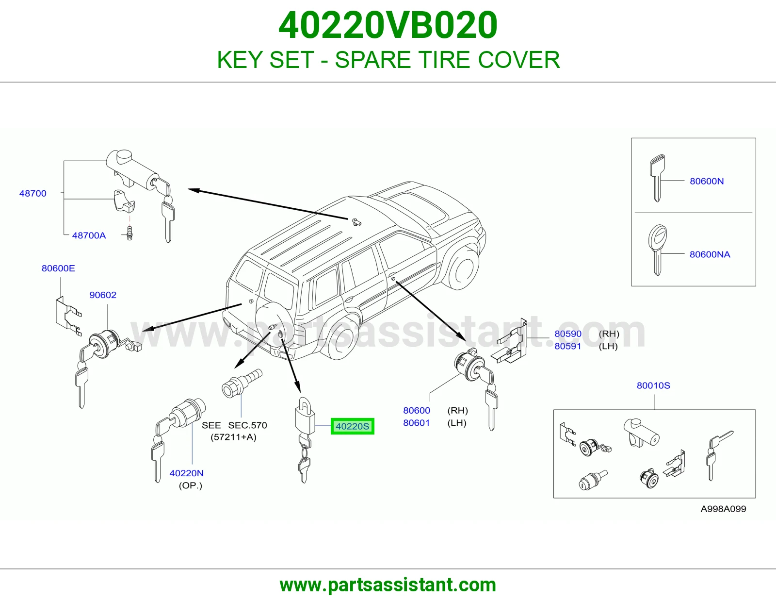 طقم سويتش غطاء استبنة كامل 40220VB020