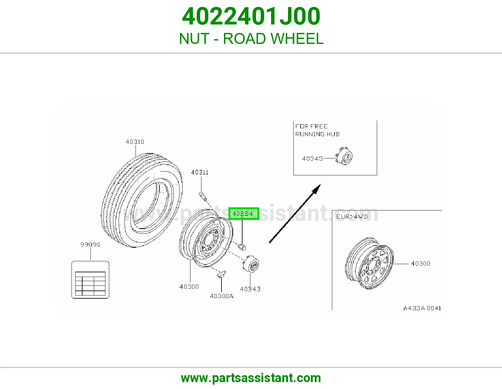 NUT - ROAD WHEEL 4022401J00