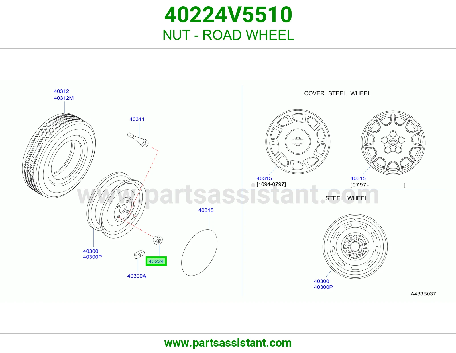NUT - ROAD WHEEL 40224V5510