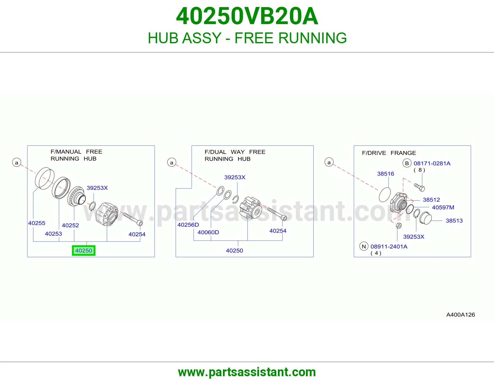 صرة دوران حر كاملة 40250VB20A