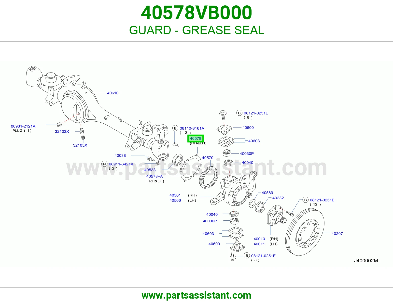 GUARD - GREASE SEAL 40578VB000