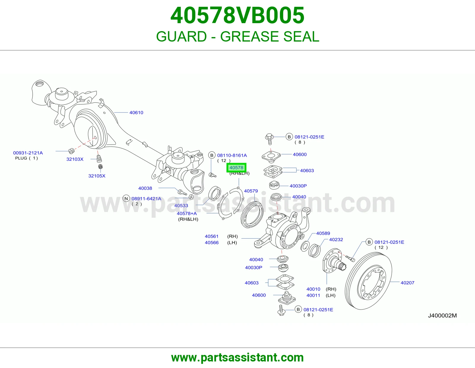 GUARD - GREASE SEAL 40578VB005