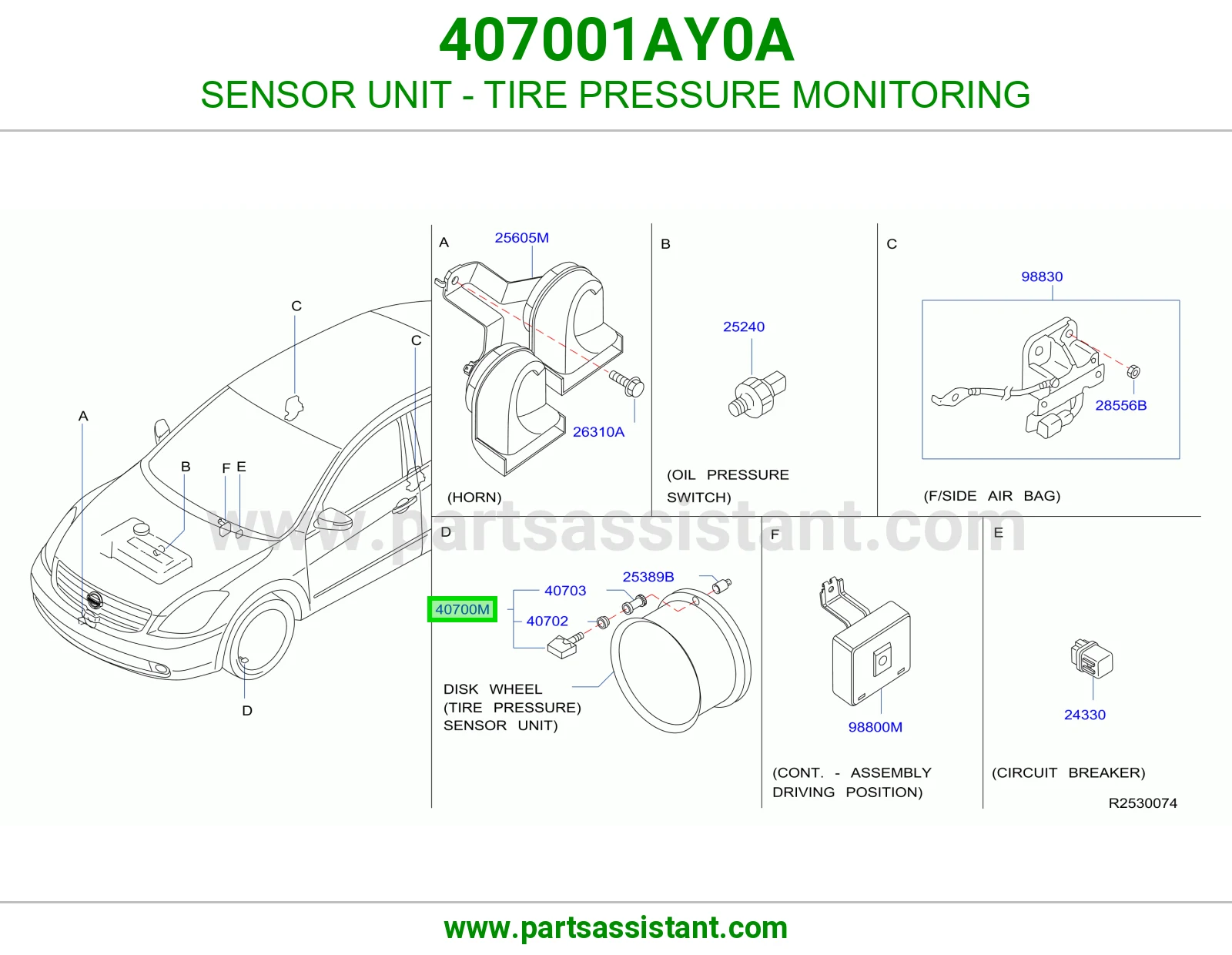 وحدة حساس مراقبة ضغط كفرات (TPMS) 407001AY0A