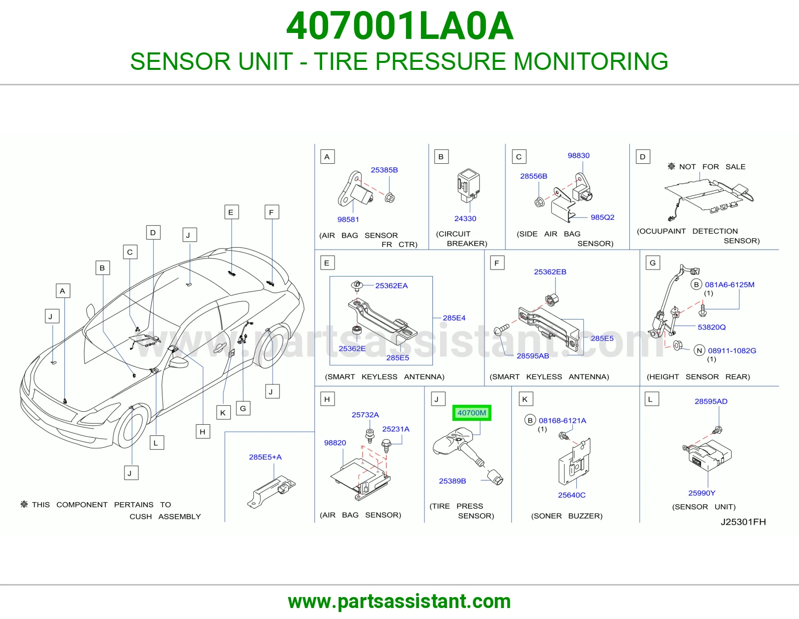 وحدة حساس مراقبة ضغط كفرات (TPMS) 407001LA0A