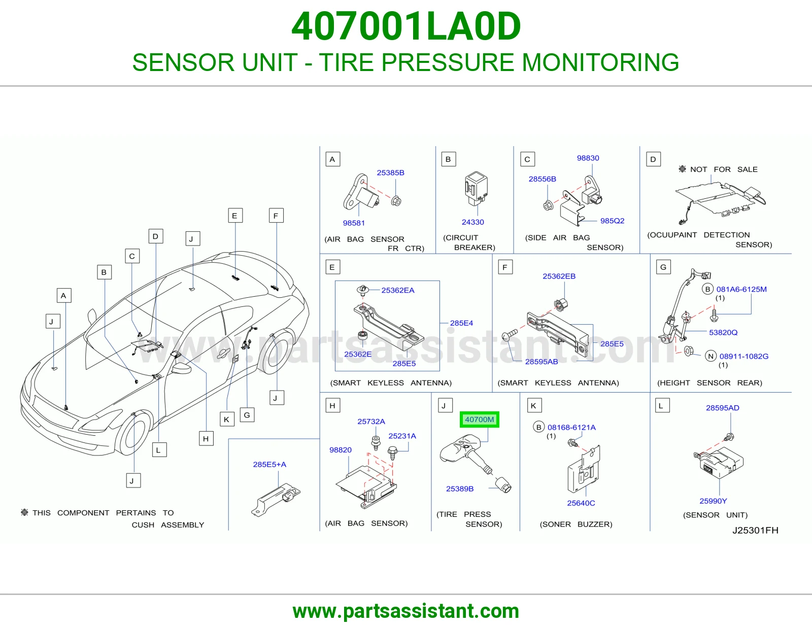 وحدة حساس مراقبة ضغط كفرات (TPMS) 407001LA0D