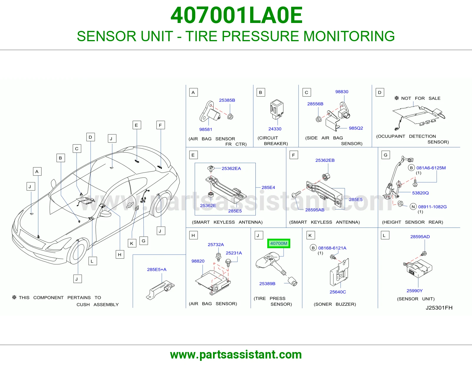 وحدة حساس مراقبة ضغط كفرات (TPMS) 407001LA0E
