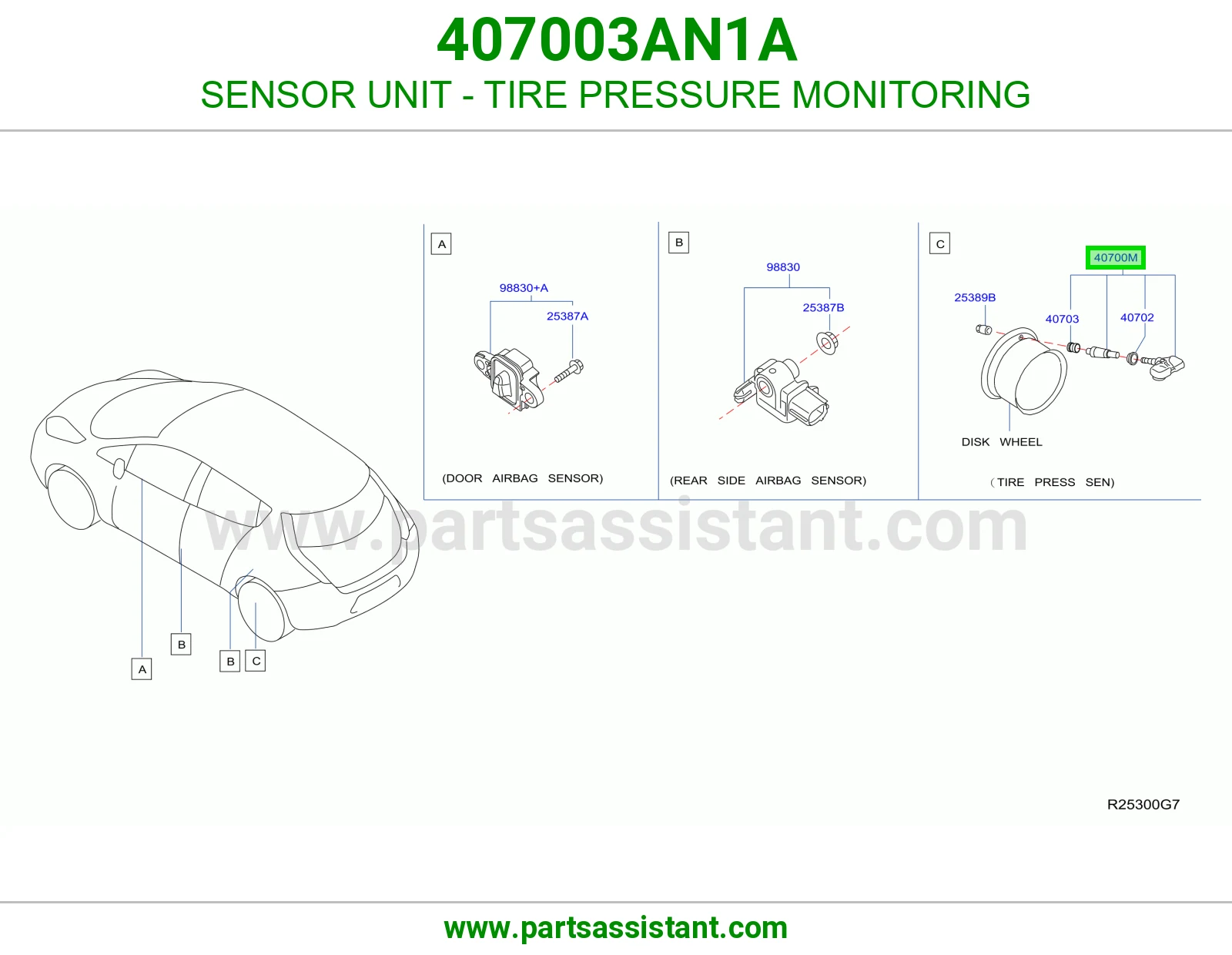 وحدة حساس مراقبة ضغط كفرات (TPMS) 407003AN1A